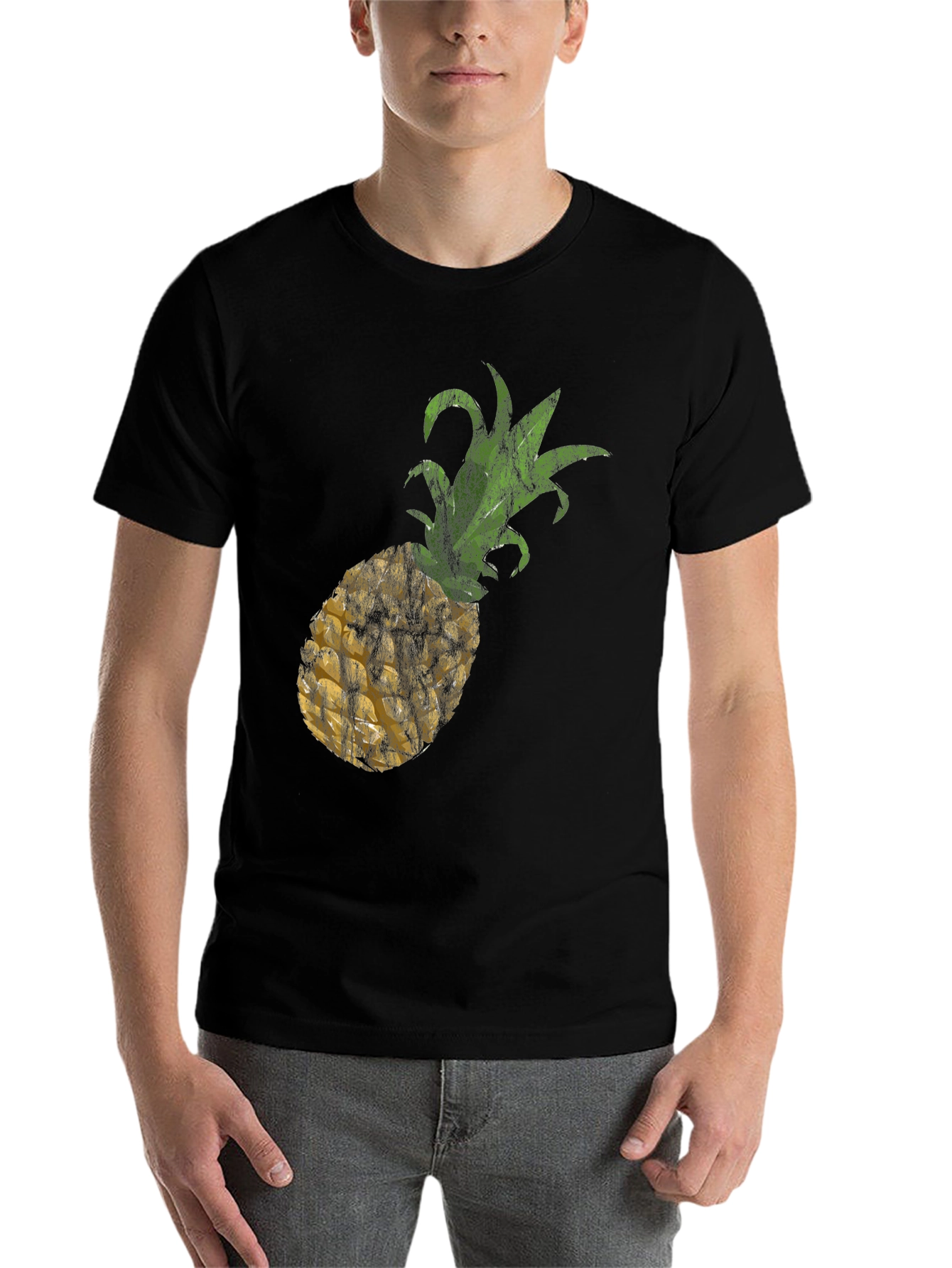 Black Pineapple Print Black Tee view 7