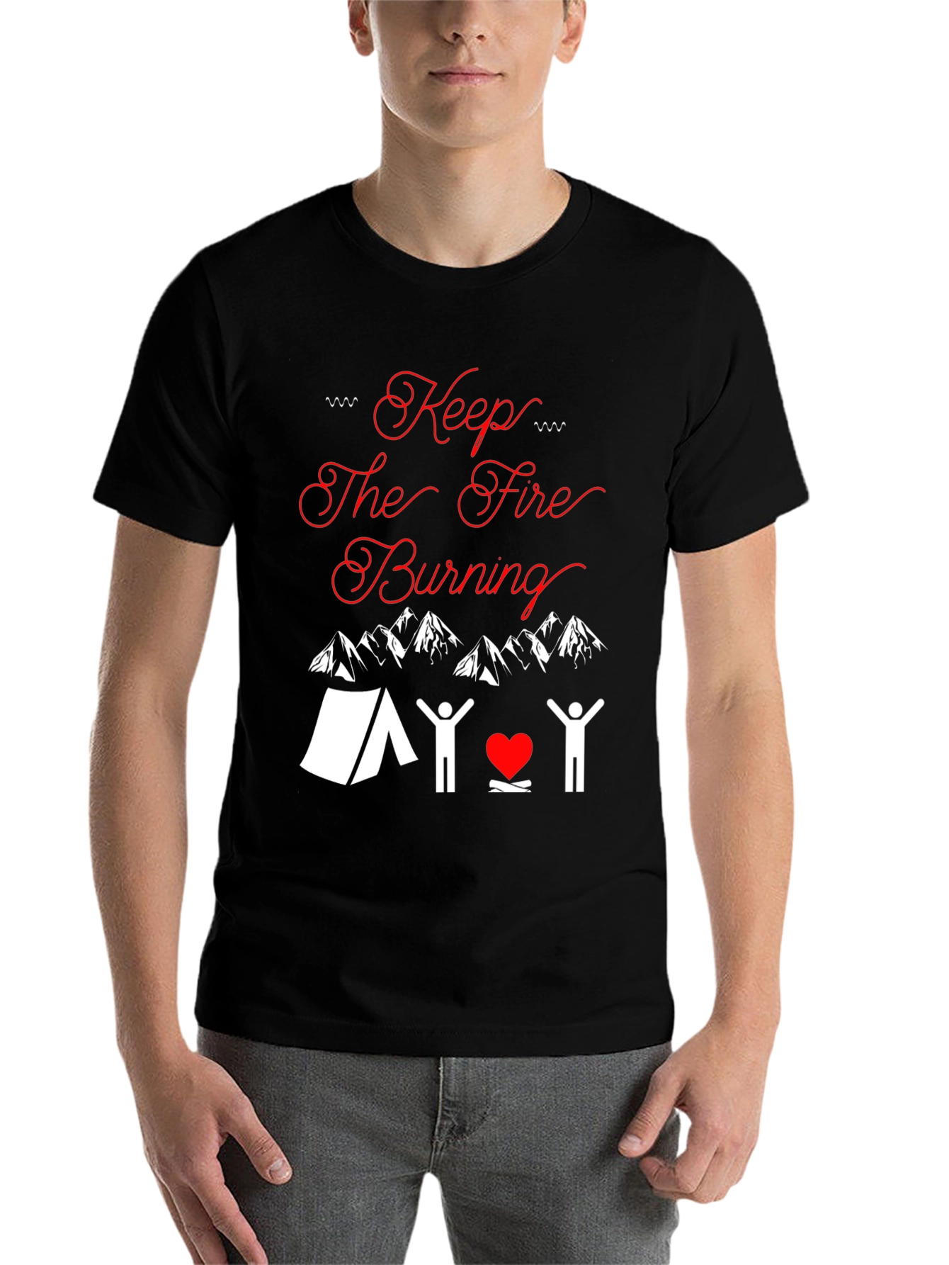 Black Keep The Fire Burning Camping T-Shirt view 7