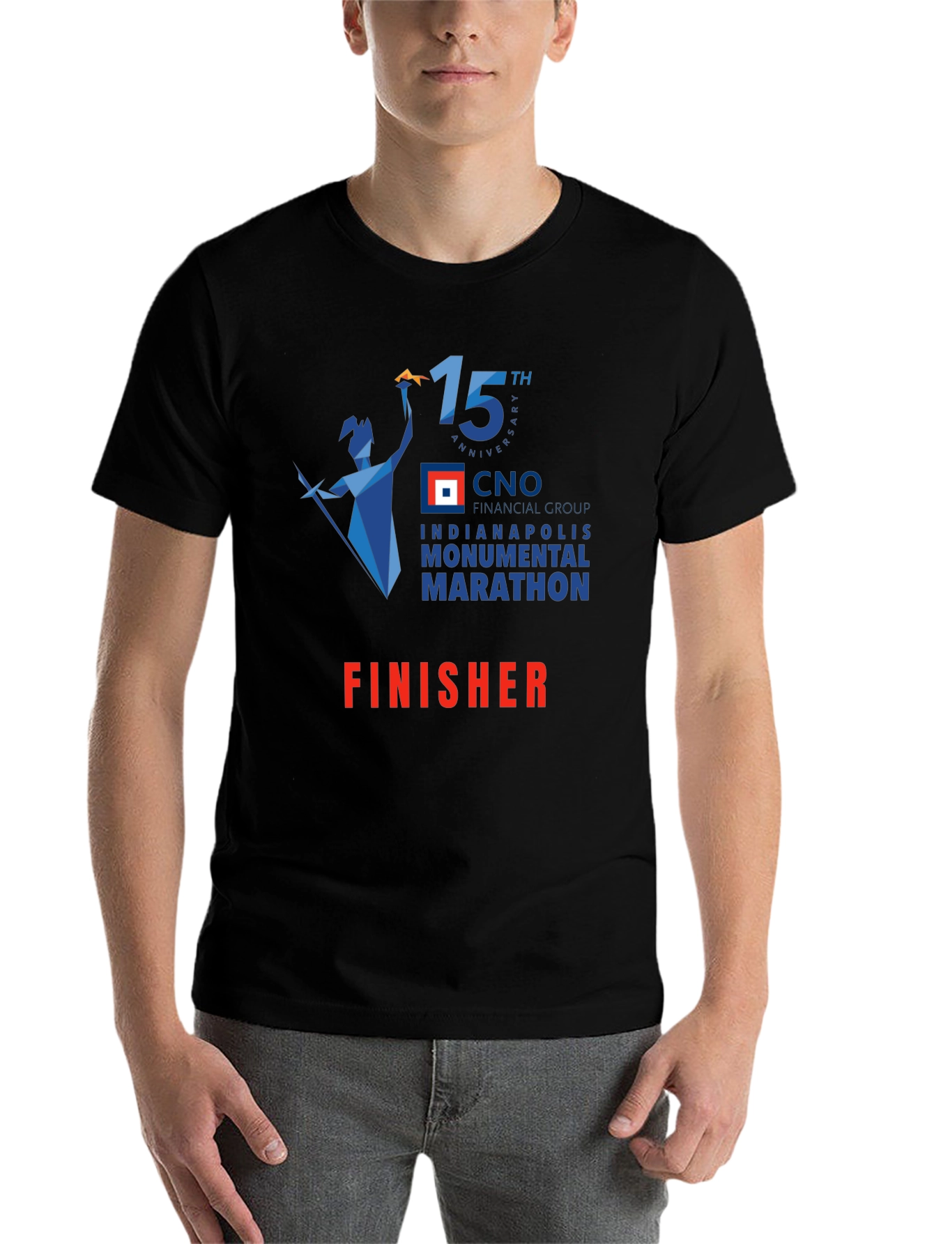 Black Indianapolis Marathon Finisher Black T-Shirt view 7