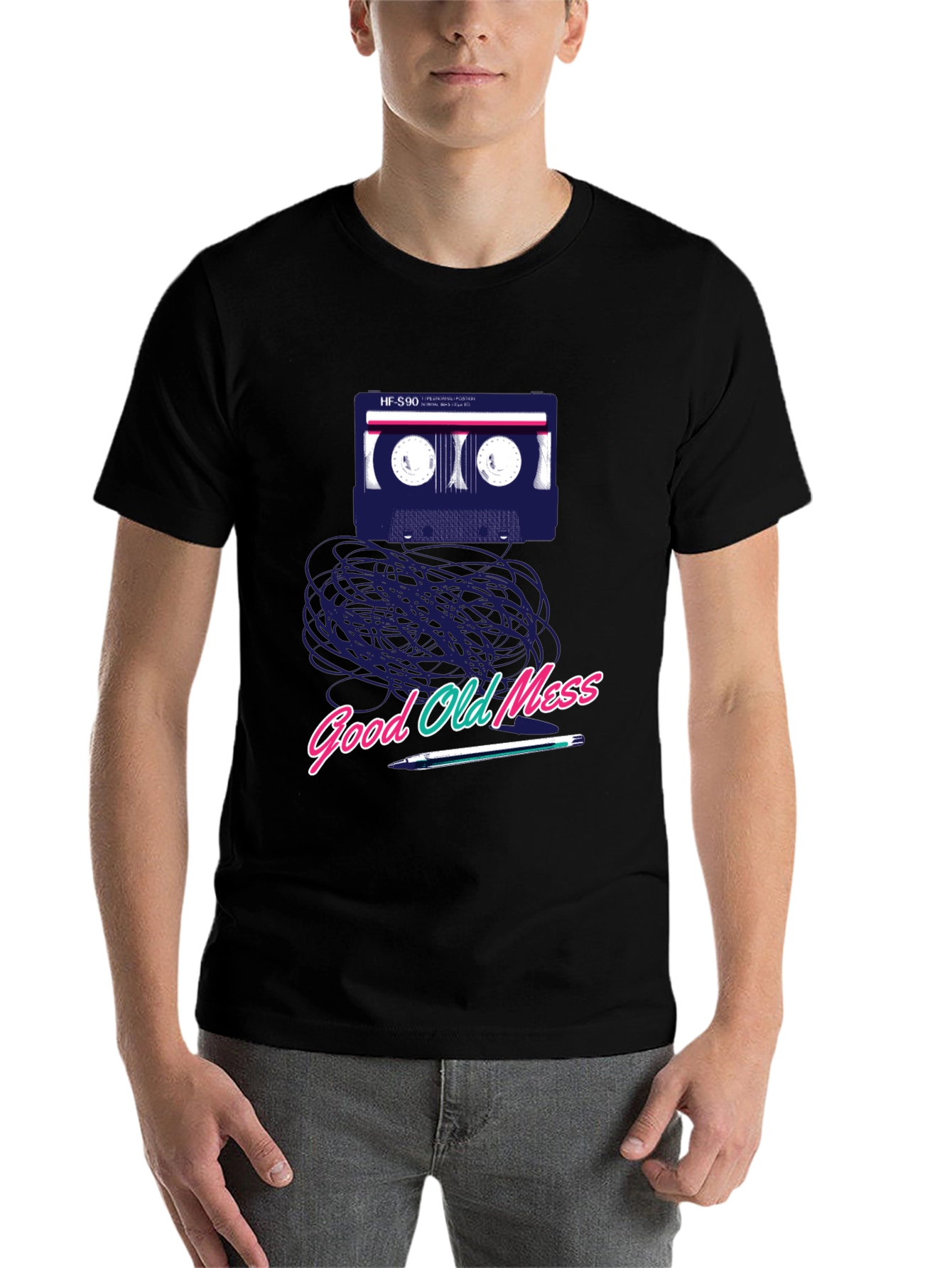 Black Retro Cassette Tape T-Shirt - Good Old Mess view 7