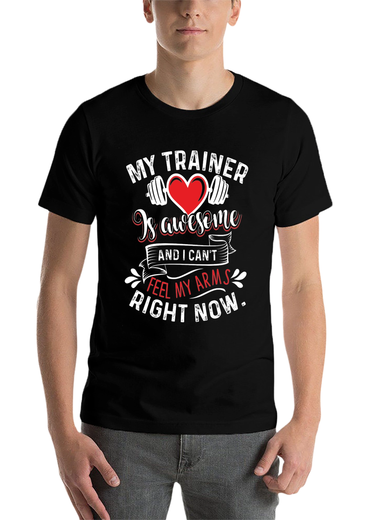 Black Funny Workout Shirt - My Trainer Is Awesome view 7