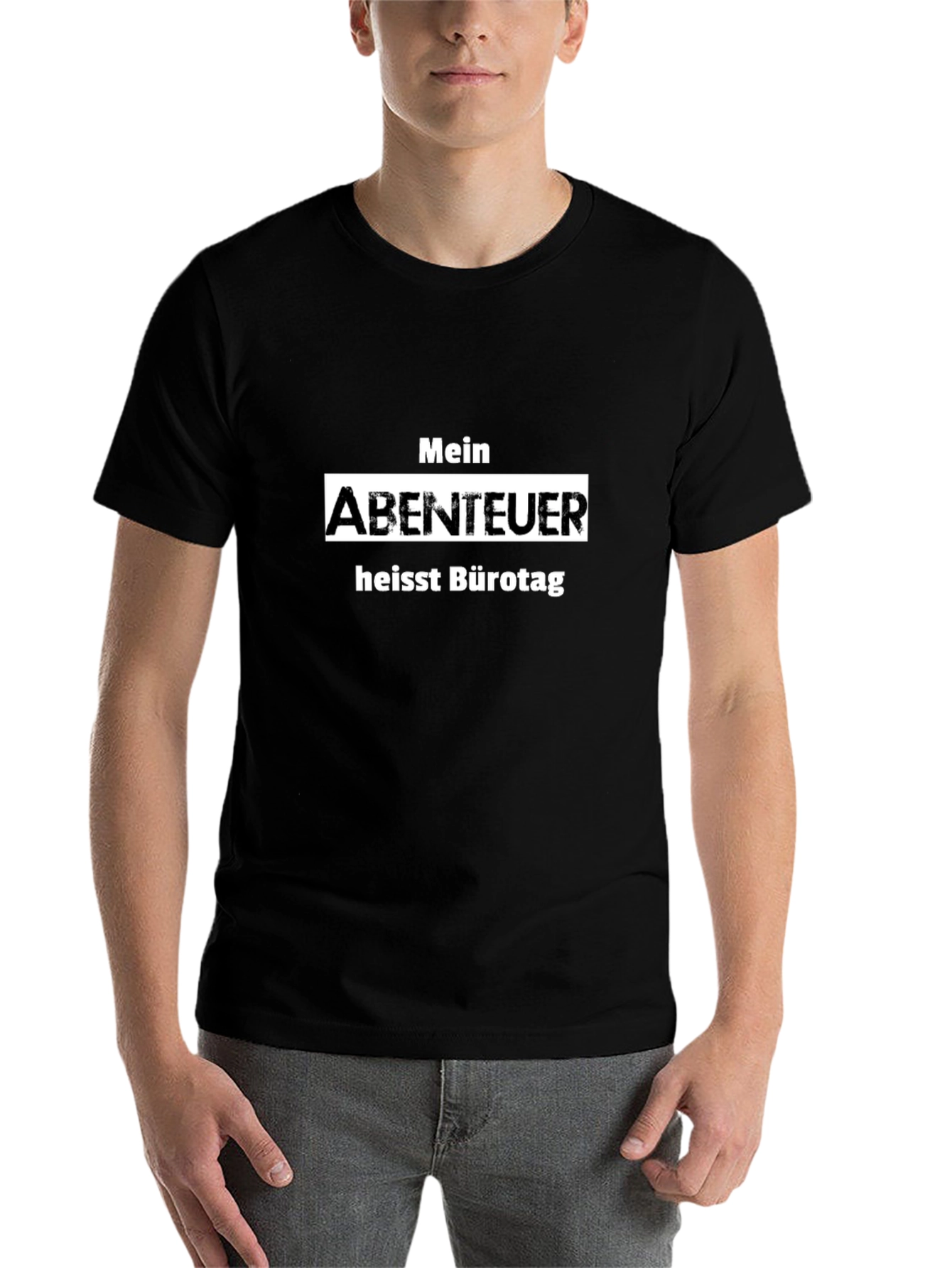 Black Men's "Mein Abenteuer" Novelty Graphic T-Shirt view 7