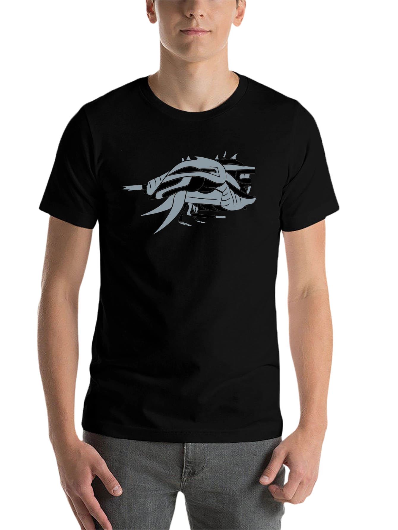 Black Abstract Dragon Black T-Shirt view 7