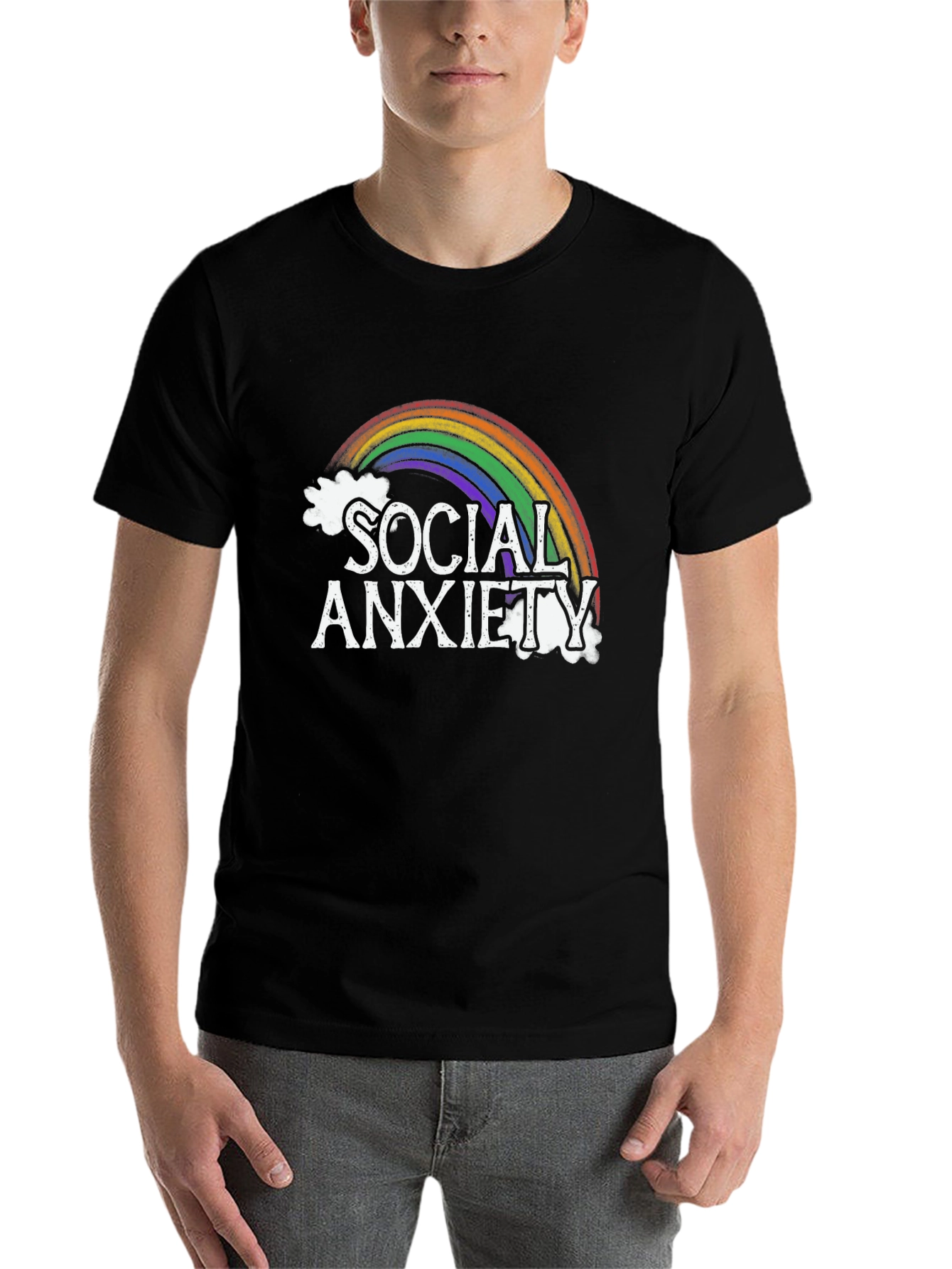 Black Social Anxiety Rainbow Graphic Tee view 7
