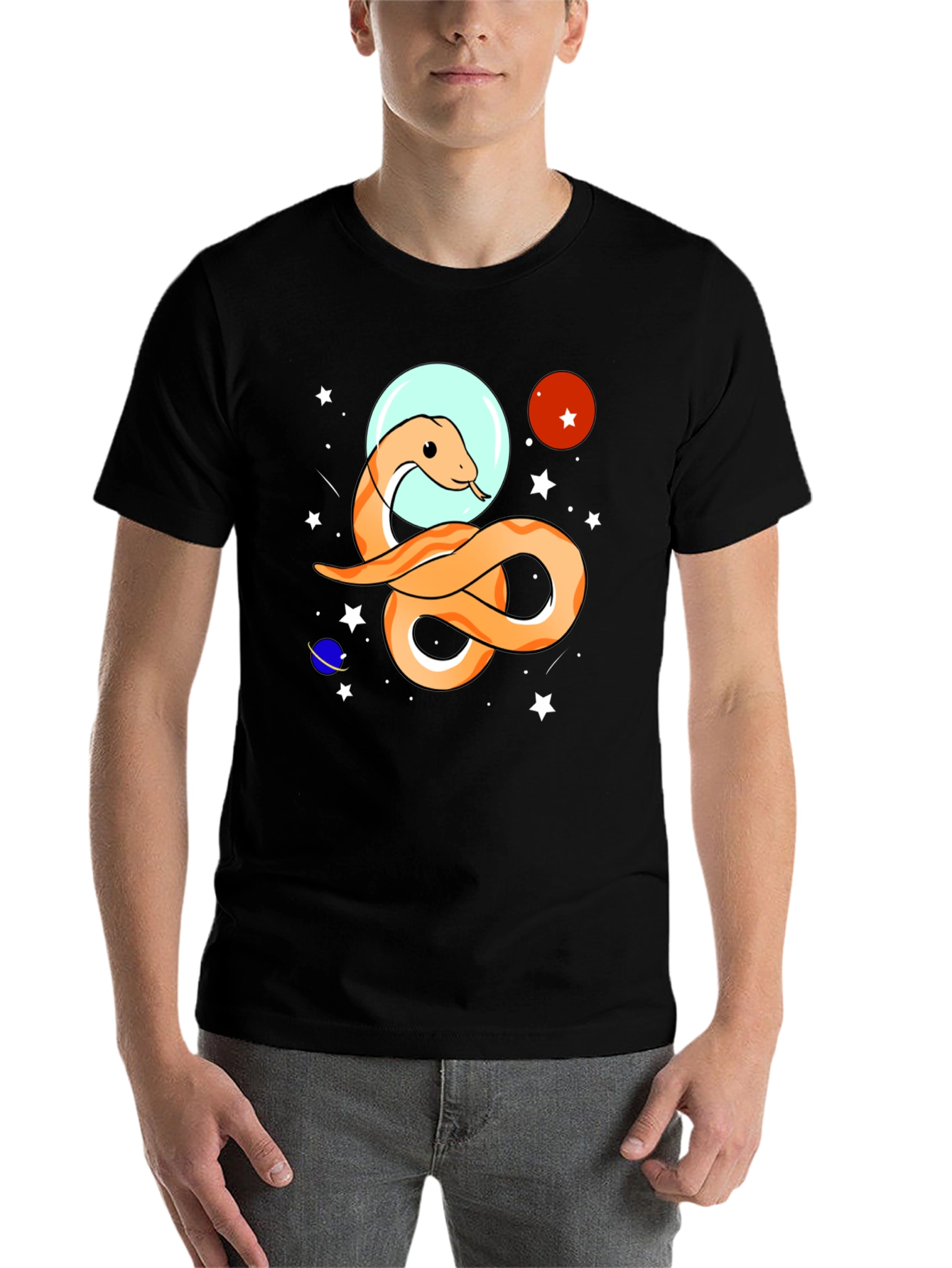 Black Space Snake Graphic Tee - Funky Universe Design view 7