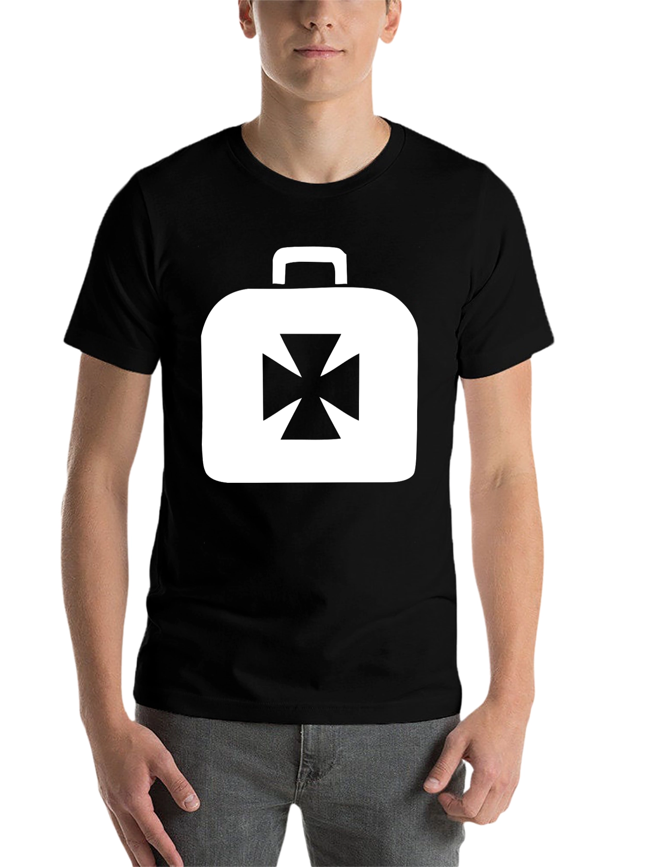 Black Iron Cross Briefcase Graphic Tee - Black view 7