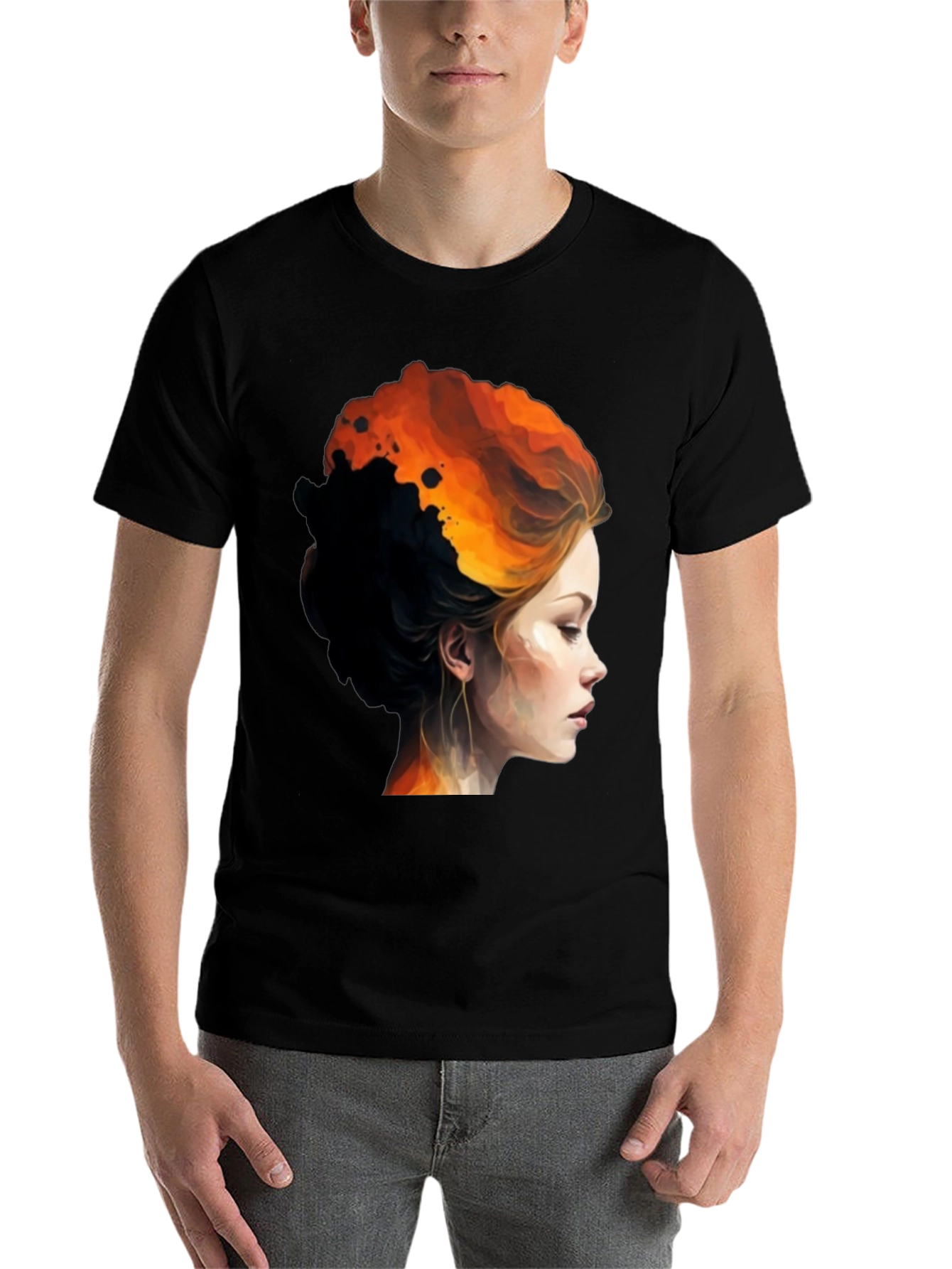 Black Fiery Woman Graphic Tee - Bold Artistic Design view 7