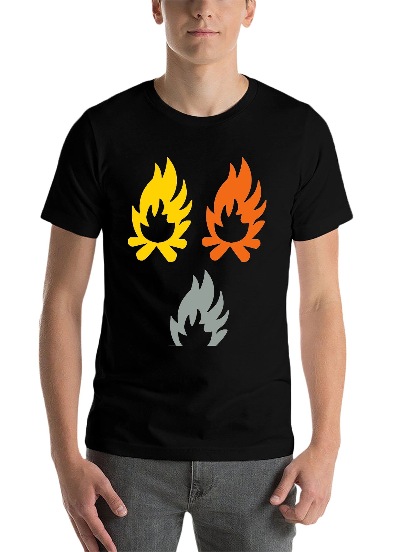 Black Campfire Flames Graphic Tee - Soft Cotton Shirt view 7