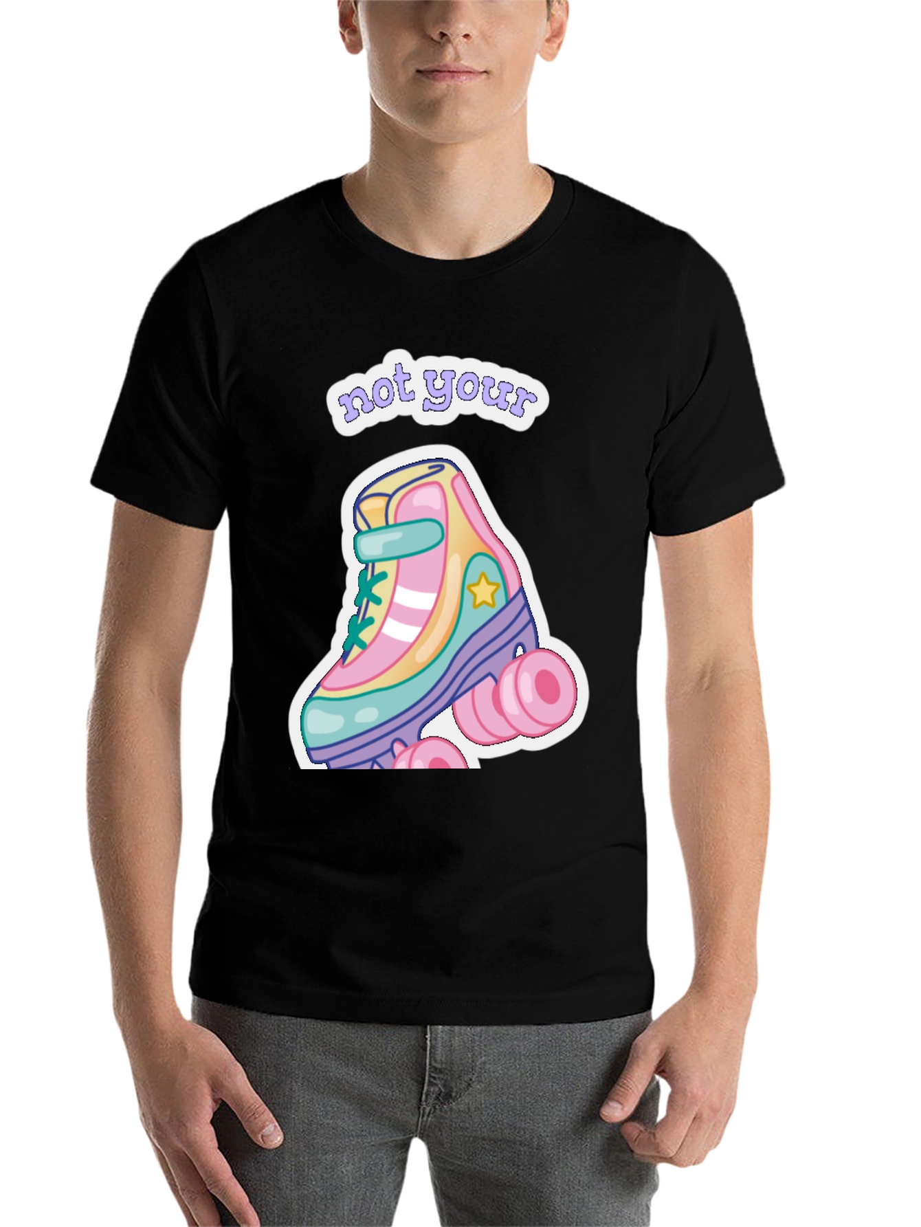 Black Retro Roller Skate T-Shirt - Not Your Skate! view 7