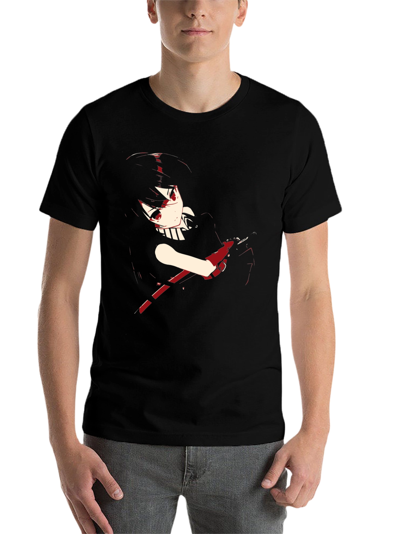 Black Anime Girl Graphic Black T-Shirt view 7