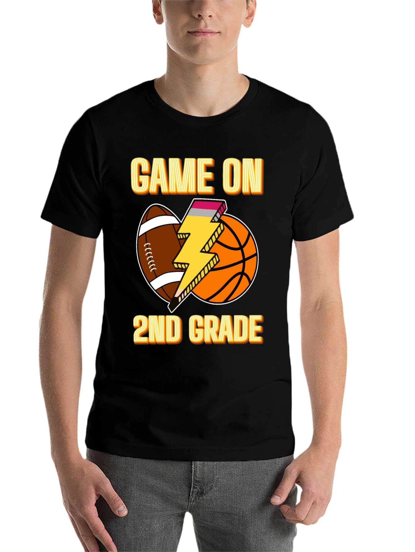 Black Game On 2nd Grade T-Shirt view 7