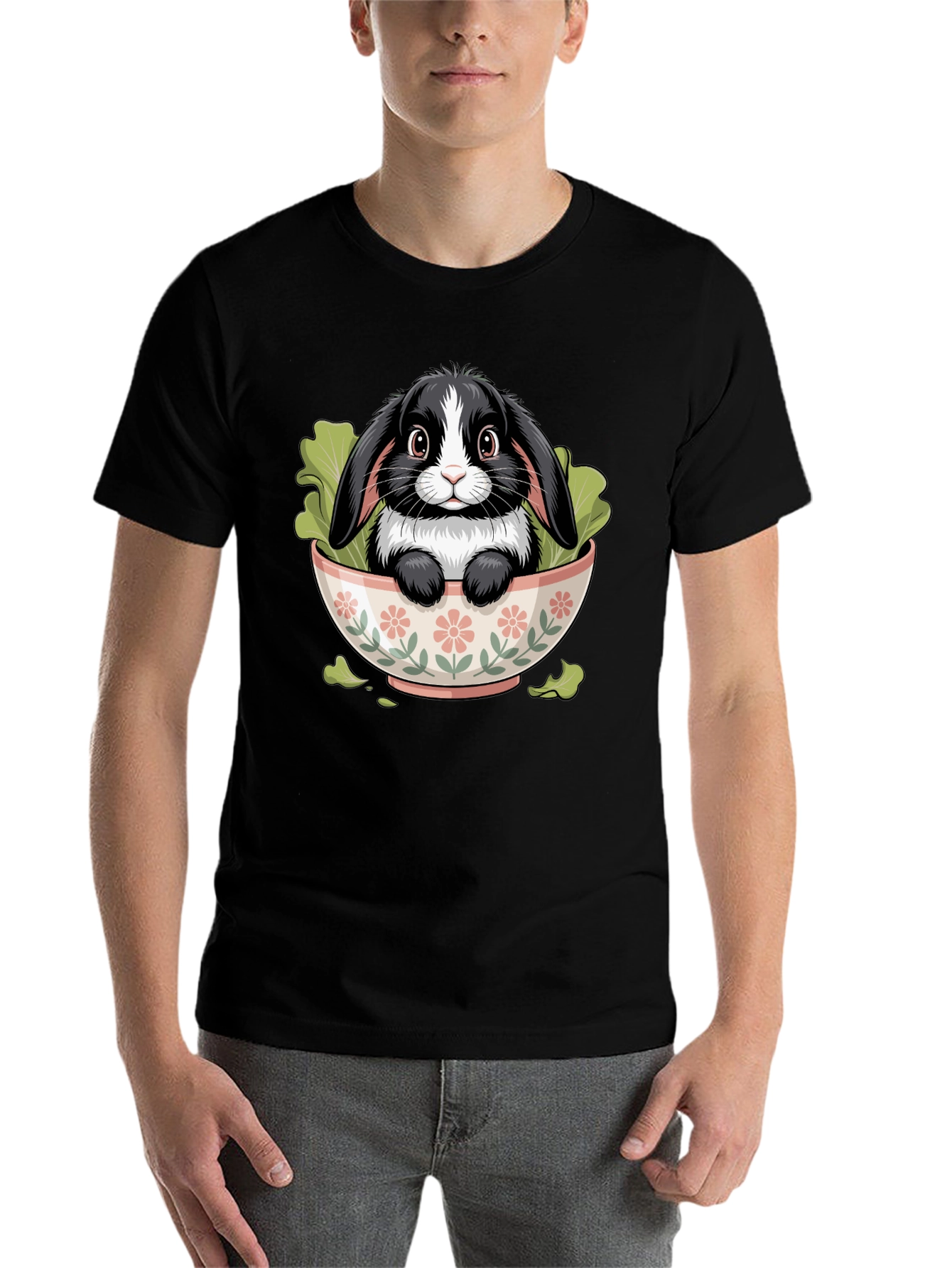 Black Bunny in Bowl Graphic Tee view 7