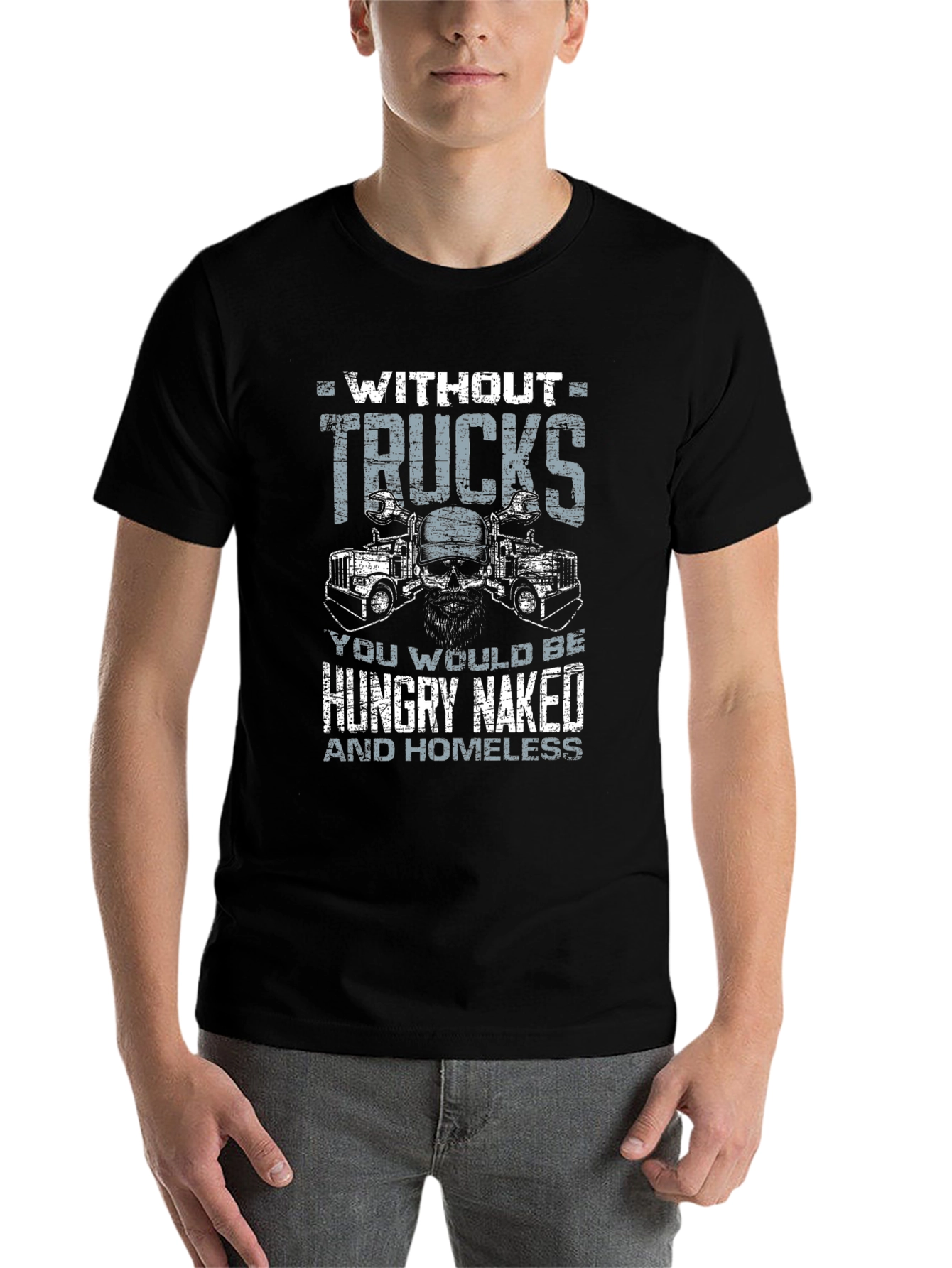 Black Trucker T-Shirt - Without Trucks - Graphic Tee view 7