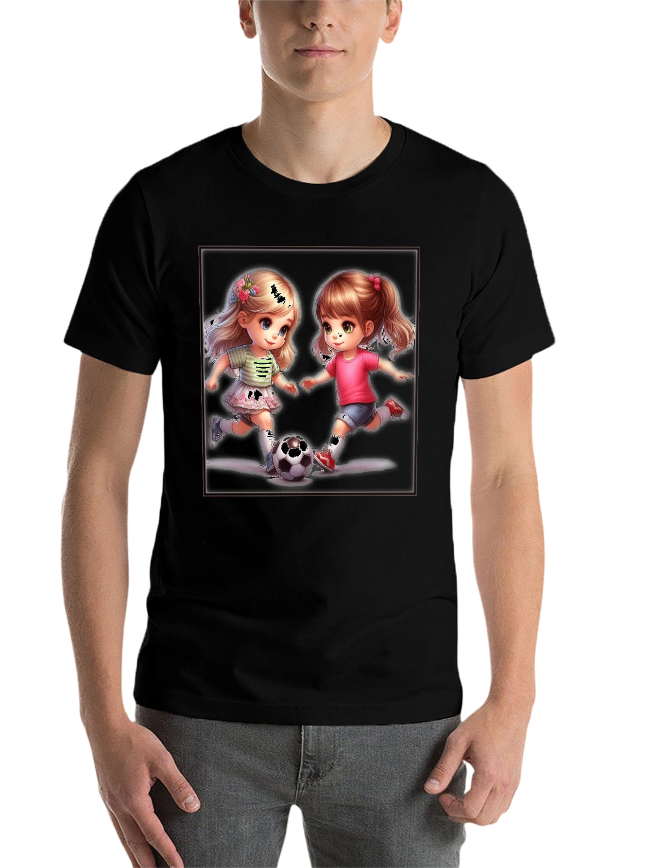 Black Soccer Girls Graphic T-Shirt view 7