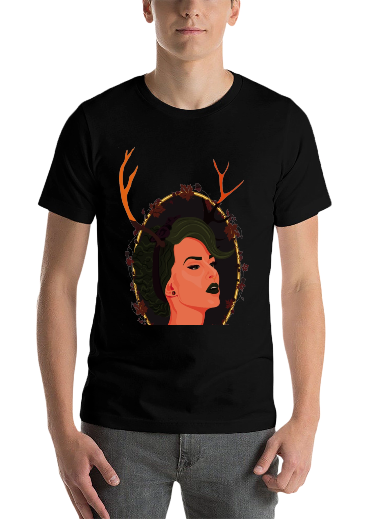 Black Antler Woman Graphic T-Shirt - Unique Design view 7