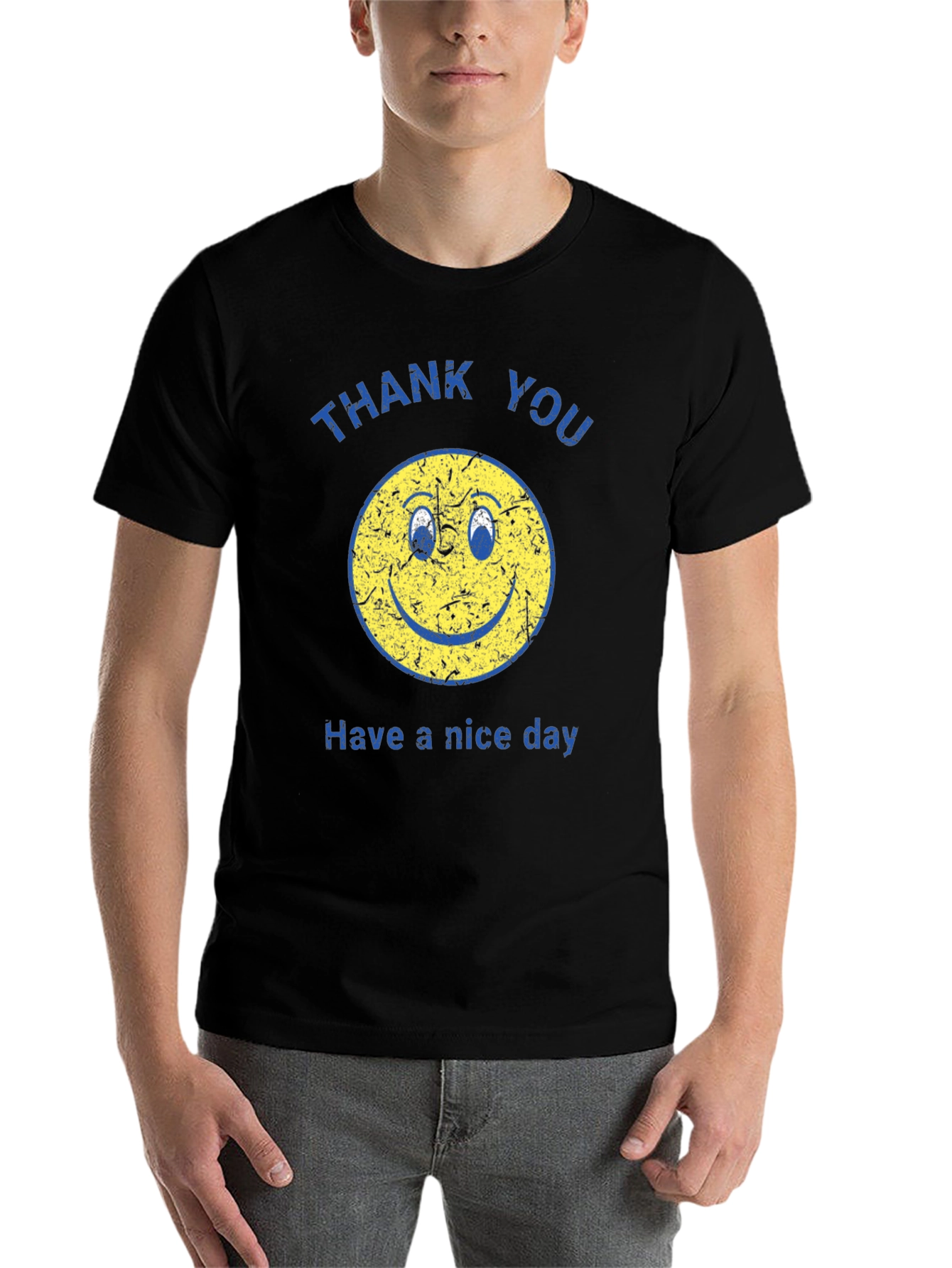 Black Retro Smiley Face T-Shirt - "Have a nice day" view 7