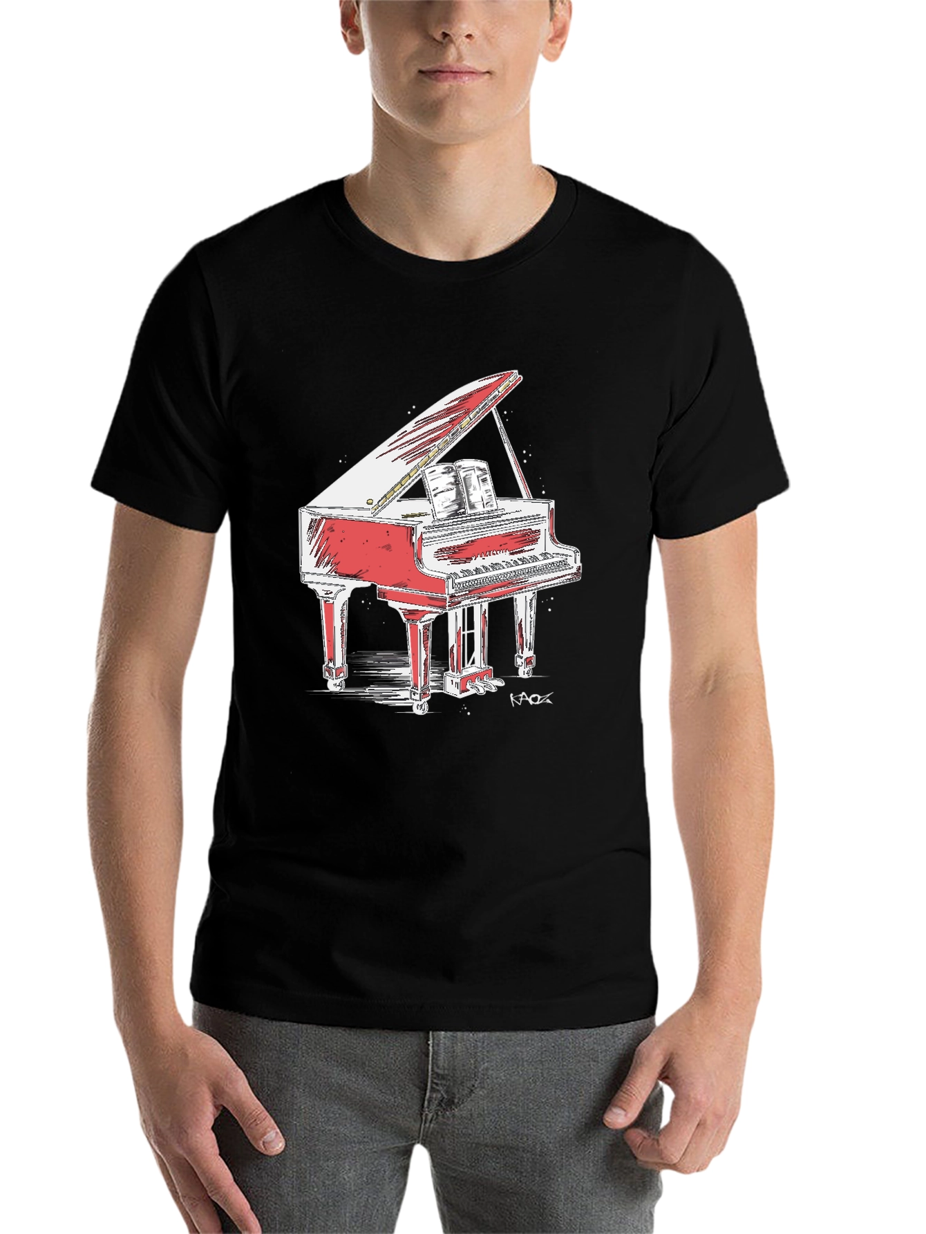 Red Grand Piano Graphic Tee - Stylish Music Lover Shirt - 7