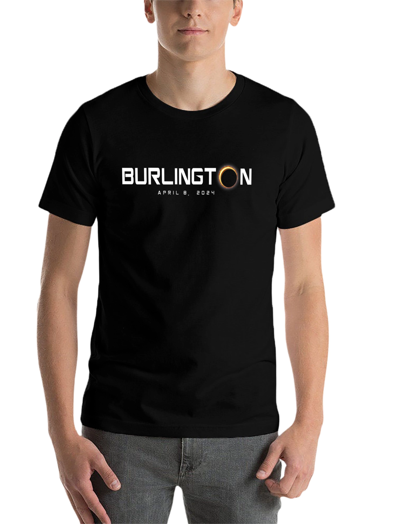 Black Burlington Eclipse April 8, 2024 T-Shirt view 7