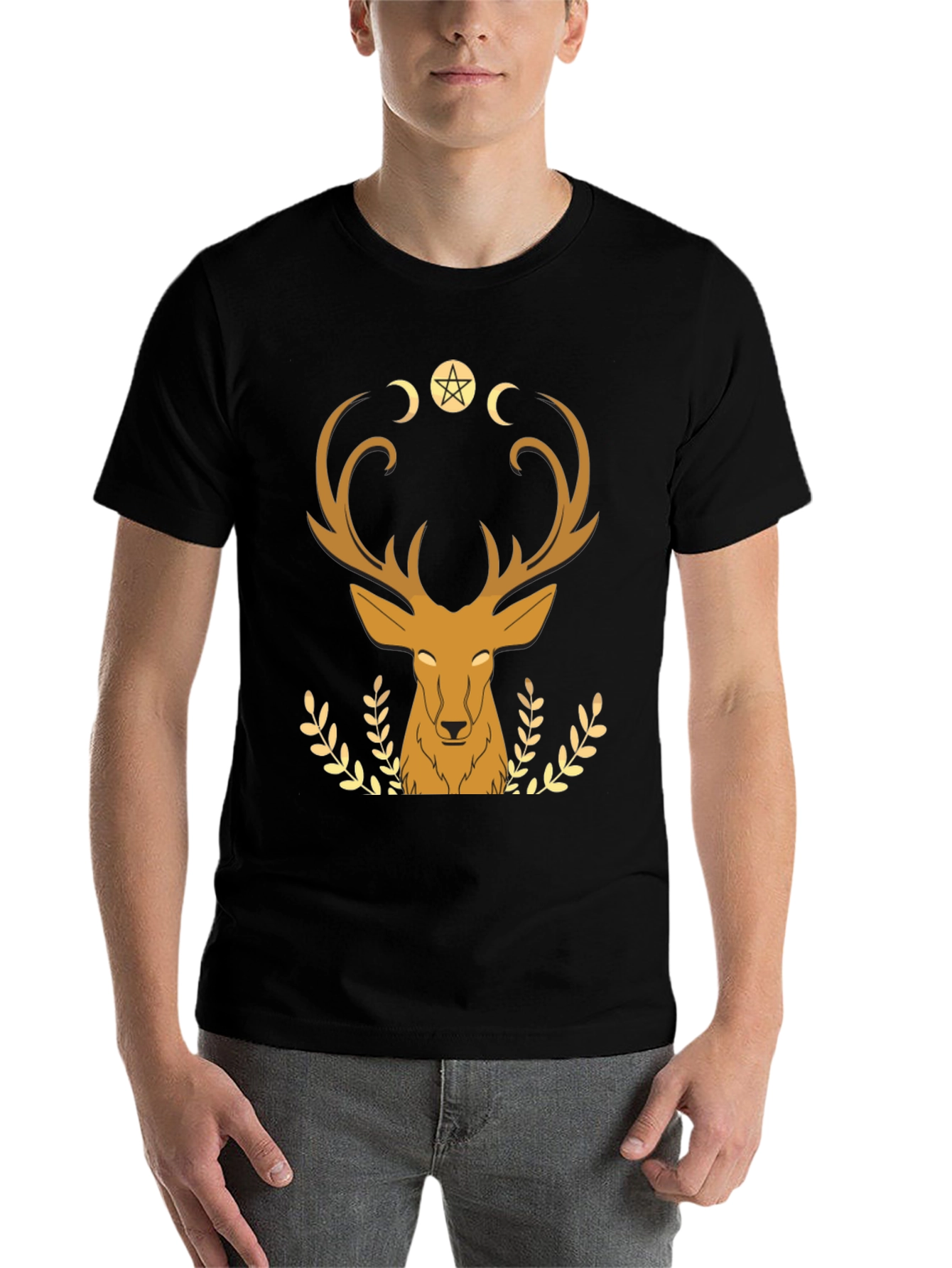 Mystical Deer Graphic Tee - Black T-Shirt - 7