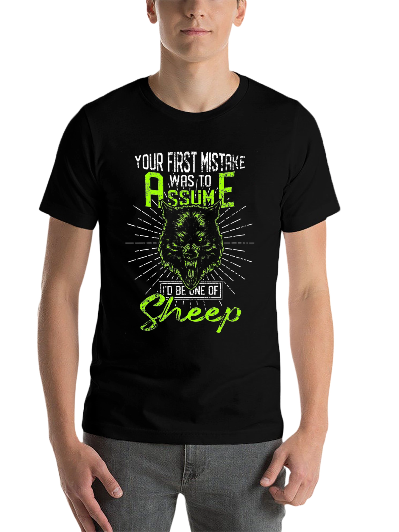 Black Wolf Graphic T-Shirt: Your First Mistake Was to Assume view 7