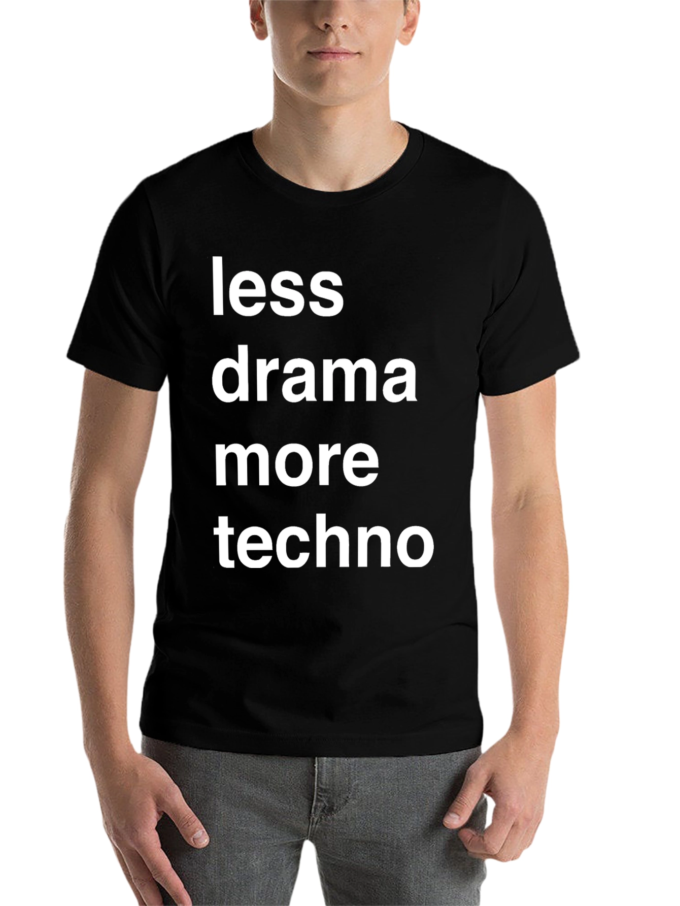 Black Less Drama More Techno Graphic T-Shirt view 7