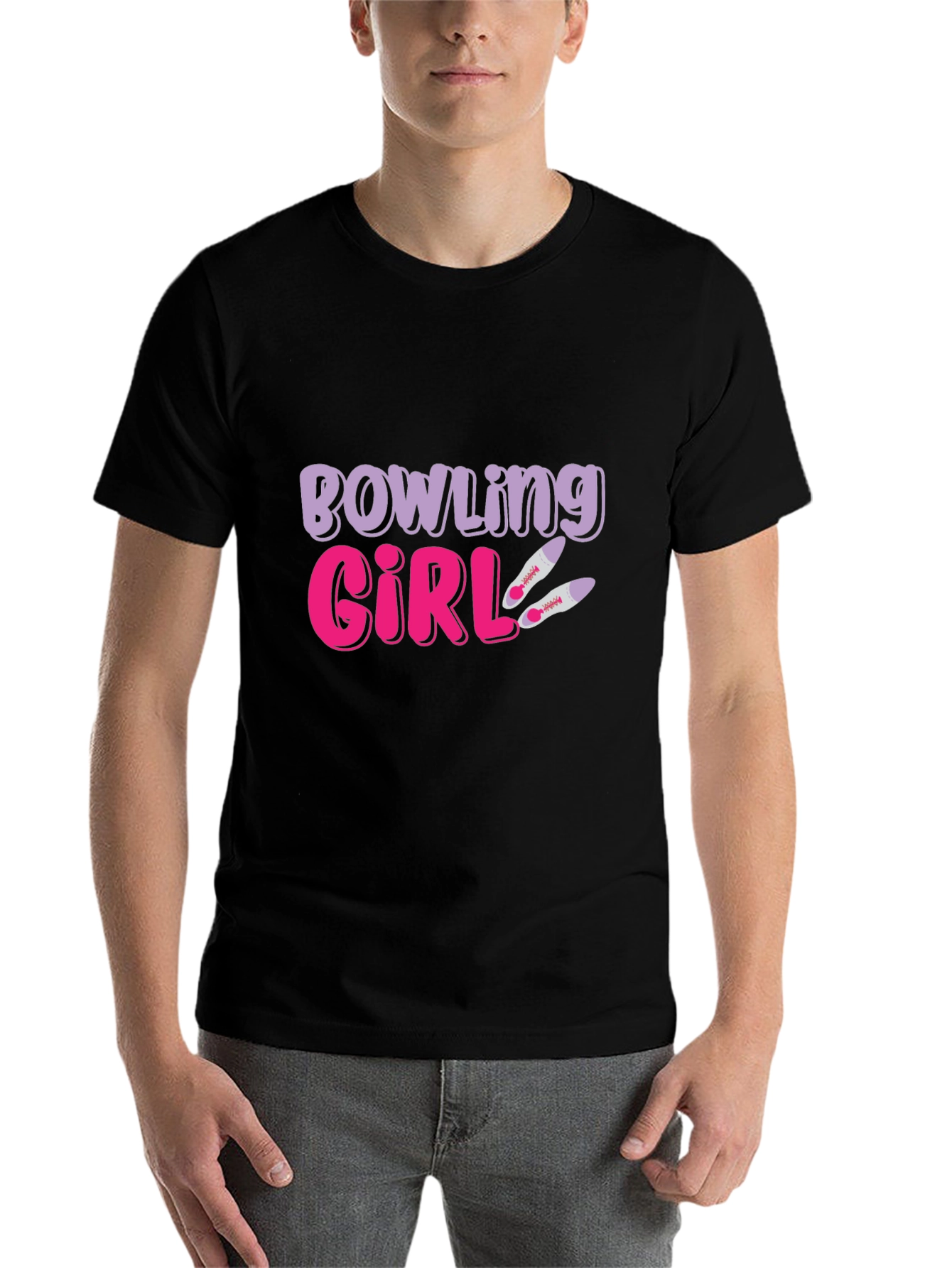 Black Bowling Girl Graphic Tee - Novelty T-Shirt view 7