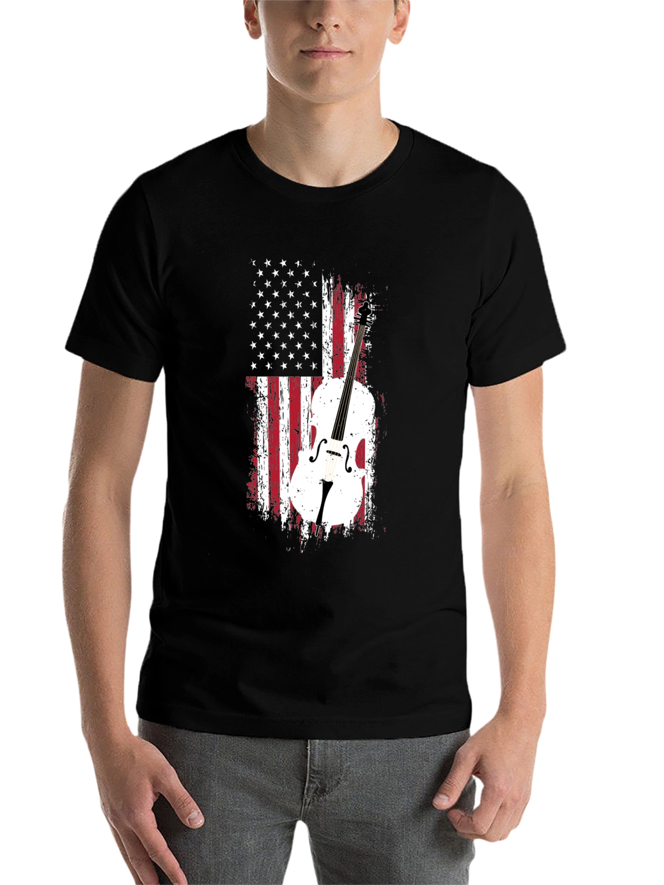 Black American Flag Cello T-Shirt view 7