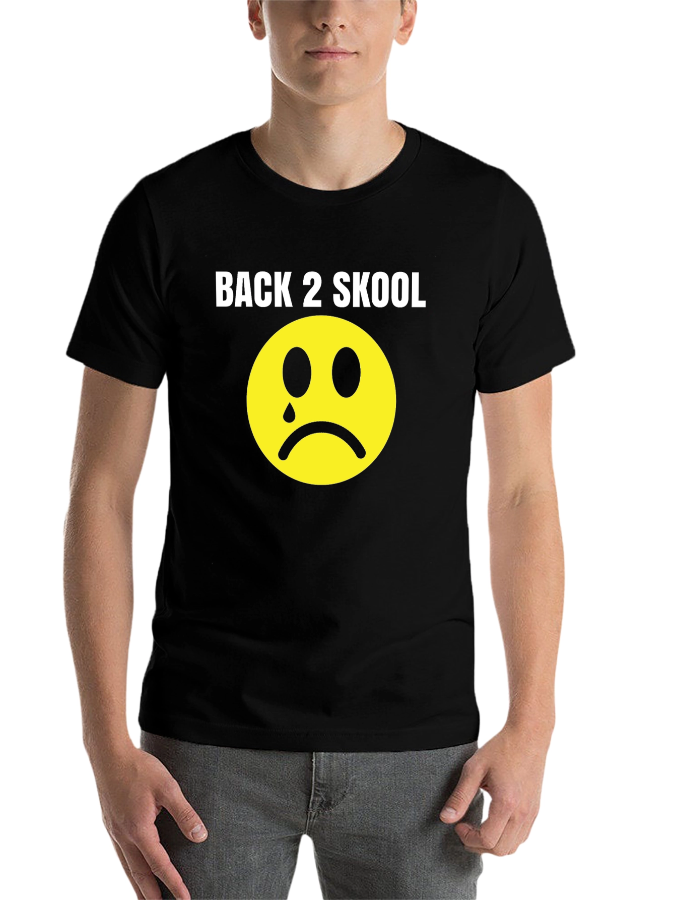 Black Back 2 Skool Sad Face T-Shirt view 7