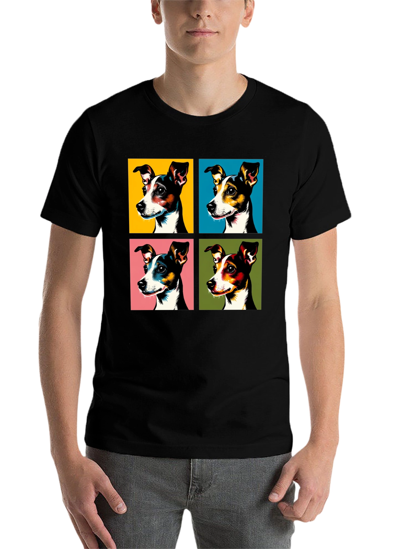 Black Pop Art Dog Graphic Tee - Stylish & Unique view 7