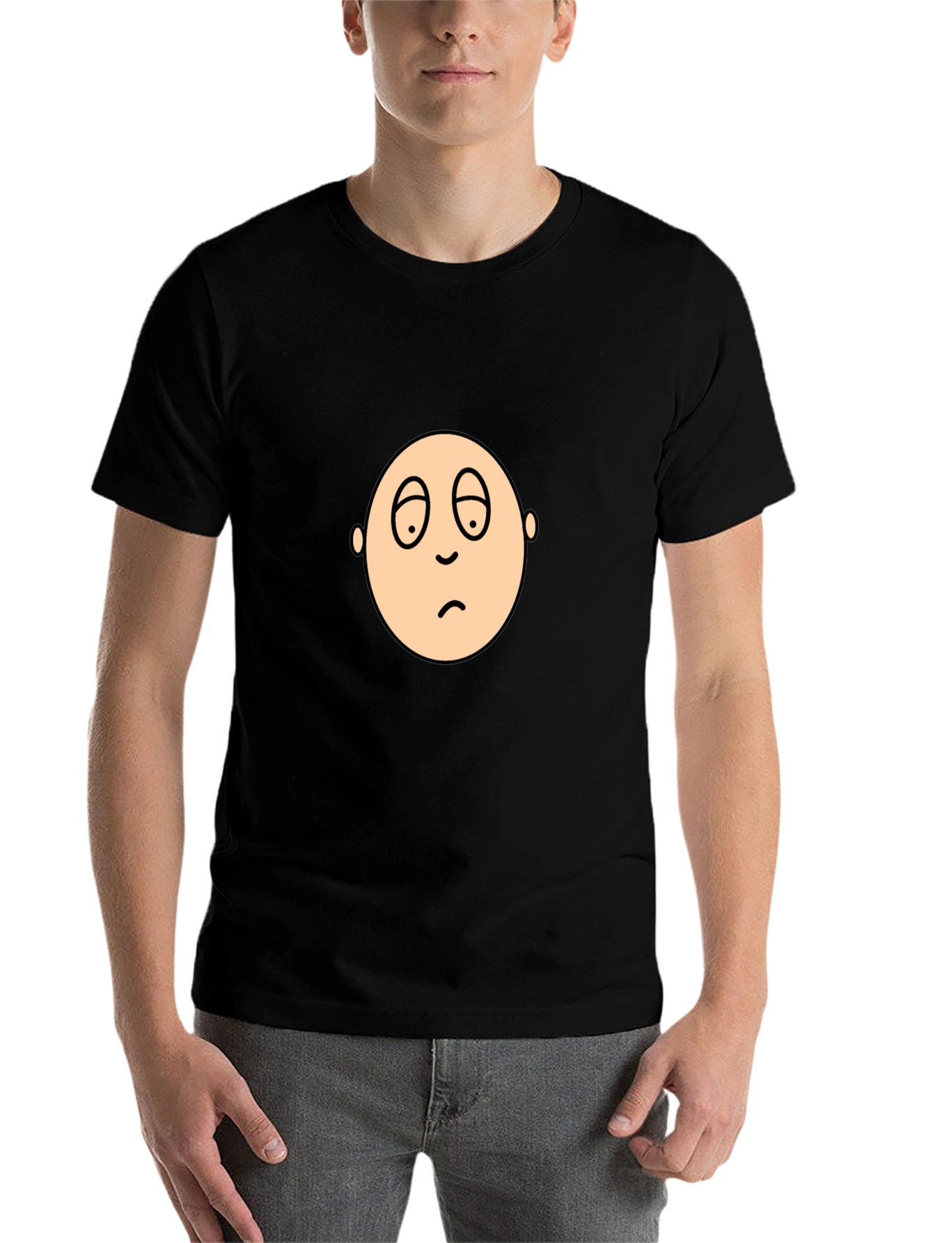 Black Sad Face Graphic Black T-Shirt view 7