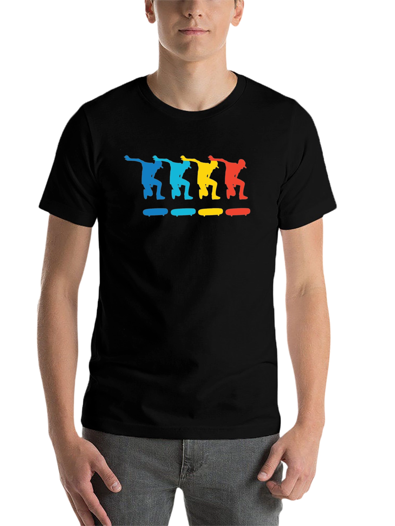 Black Skateboarding Silhouette Graphic T-Shirt view 7