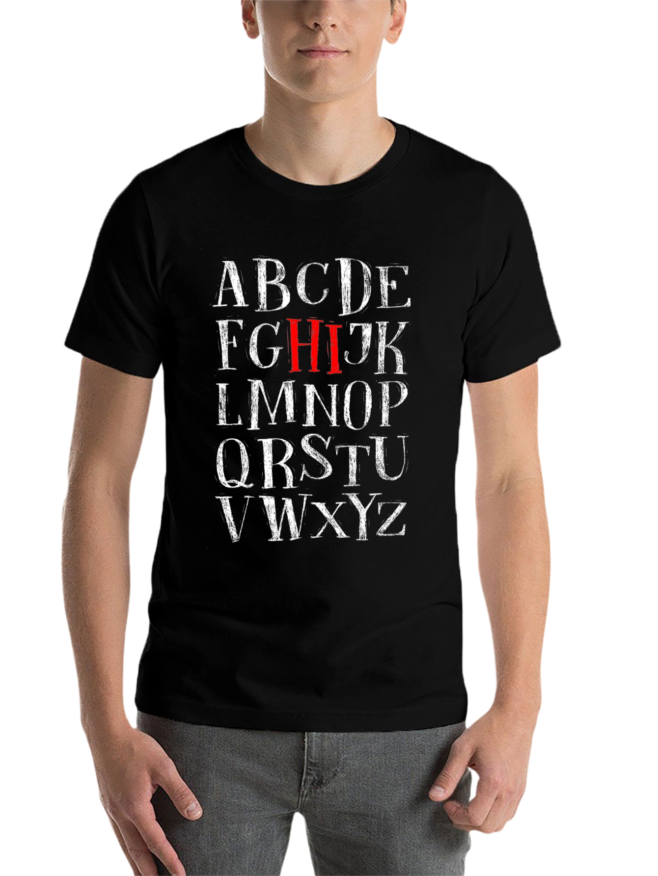 Black Alphabet Letter Graphic Print T-Shirt view 7