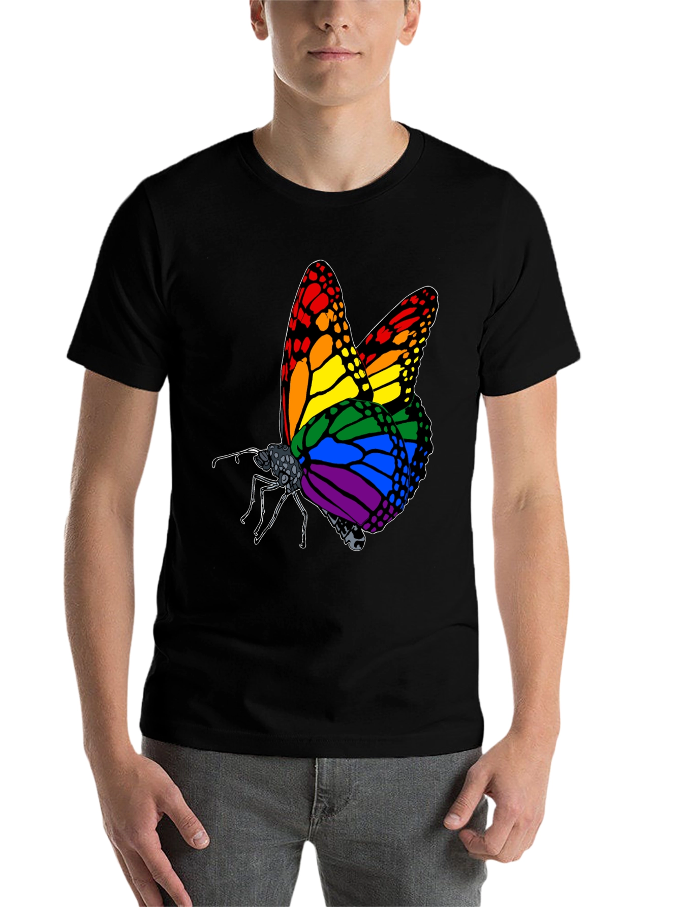 Black Rainbow Butterfly Graphic Tee view 7