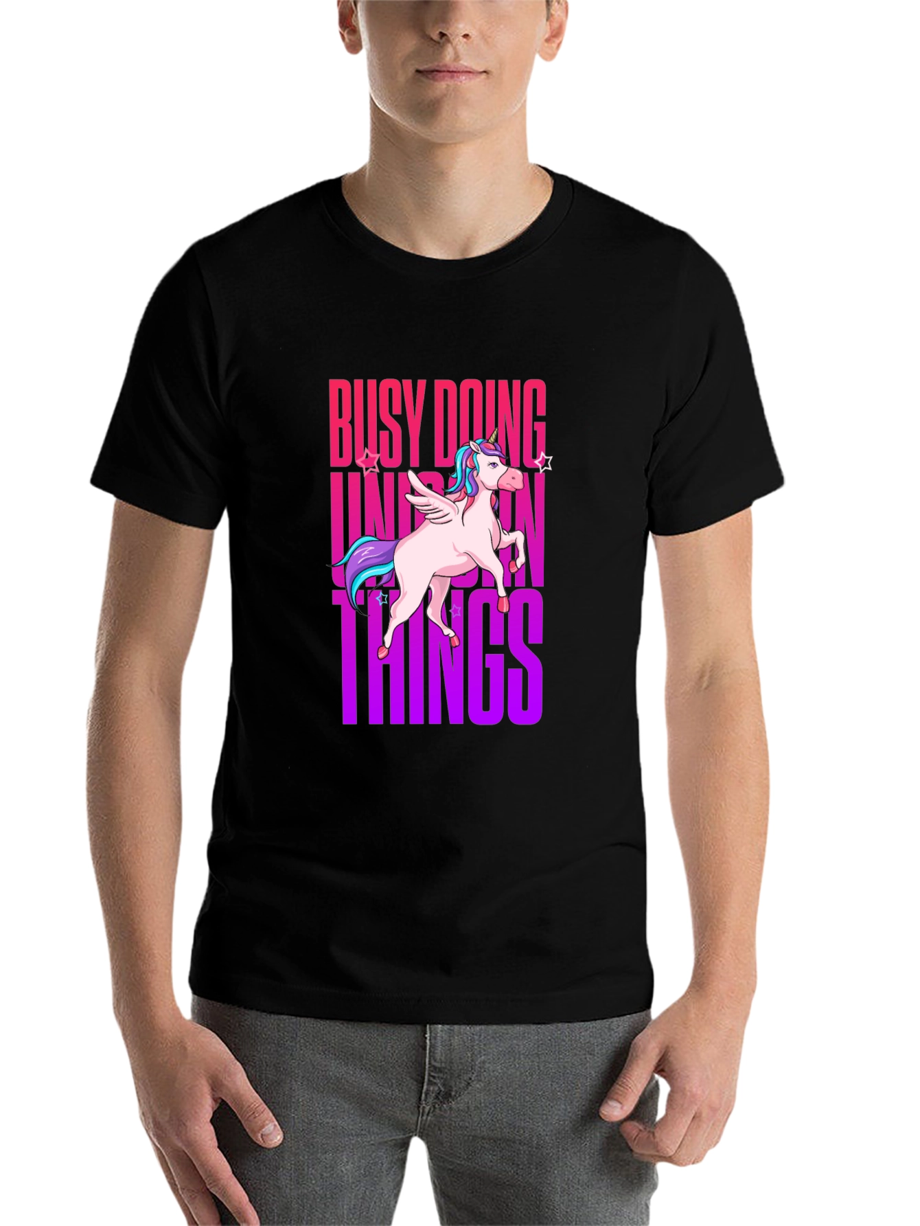 Black Busy Doing Unicorn Things Graphic Tee view 7