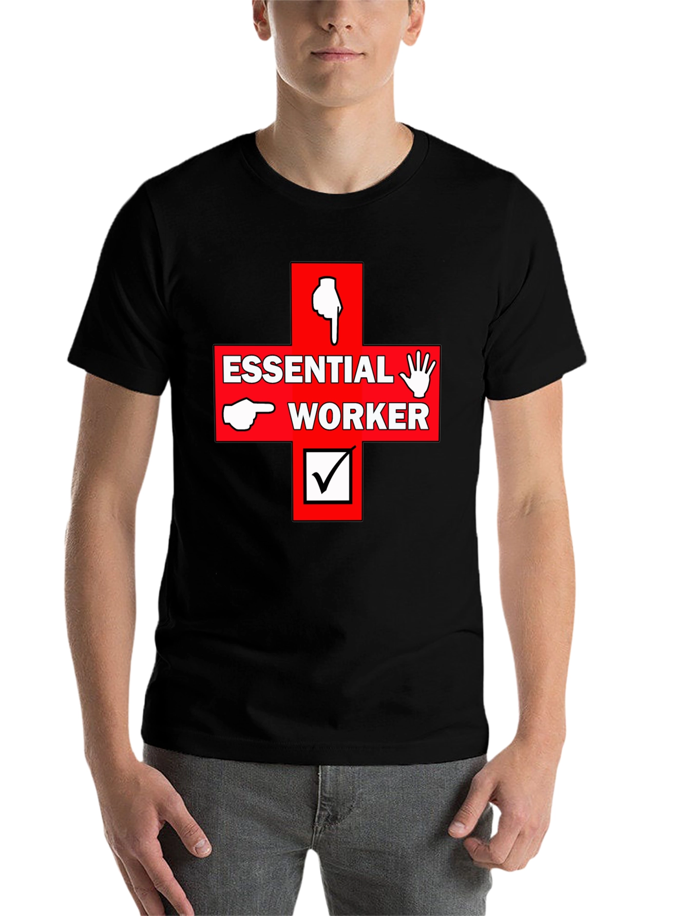 Black Essential Worker Graphic Print Tee view 7