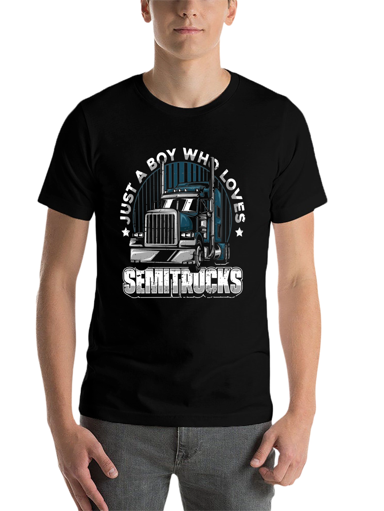 Black Boy Who Loves Semitrucks T-Shirt | Trucker Tee view 7
