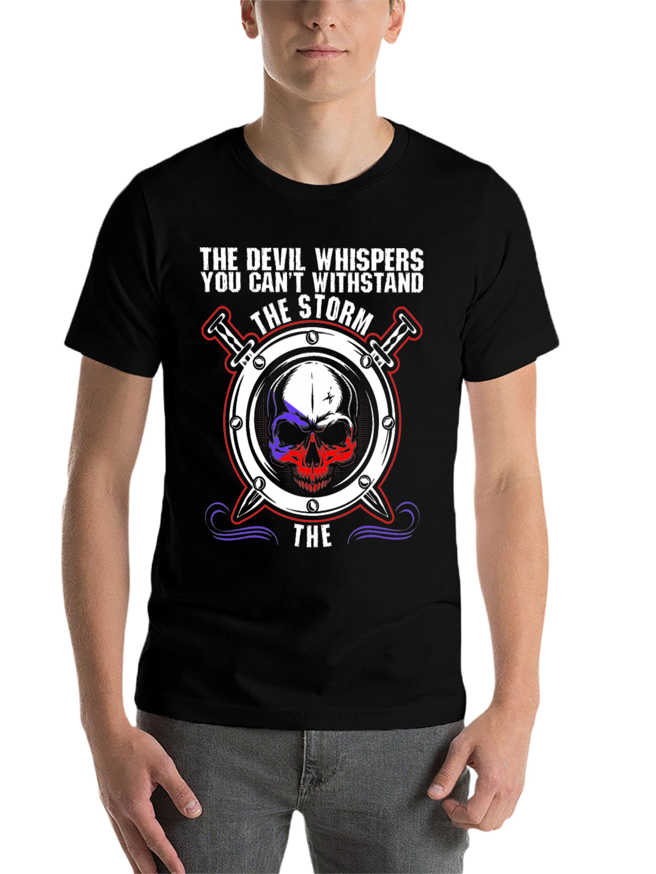 Black The Devil Whispers the Storm Graphic Tee view 7
