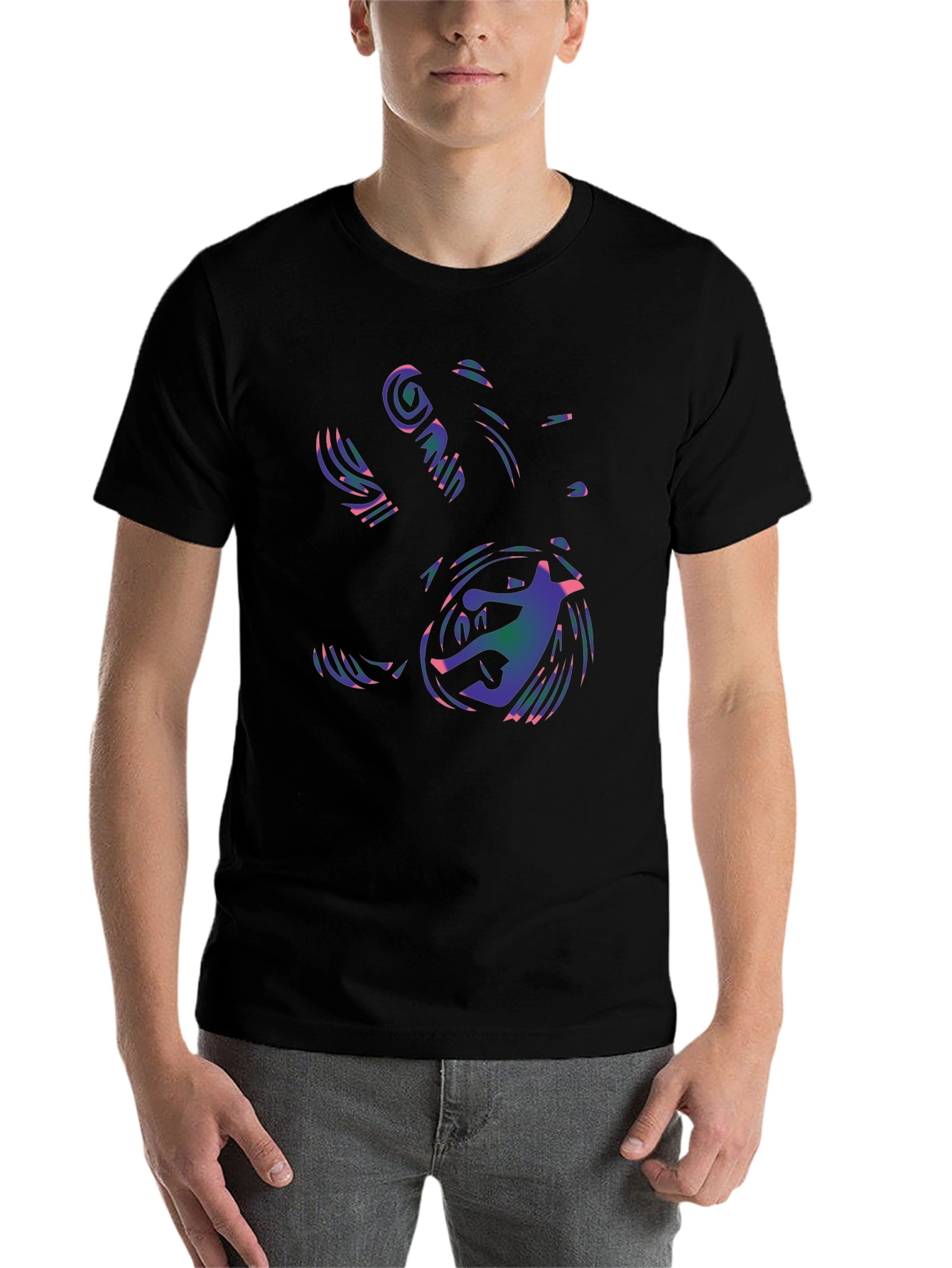 Black Abstract Handprint Sports T-Shirt view 7