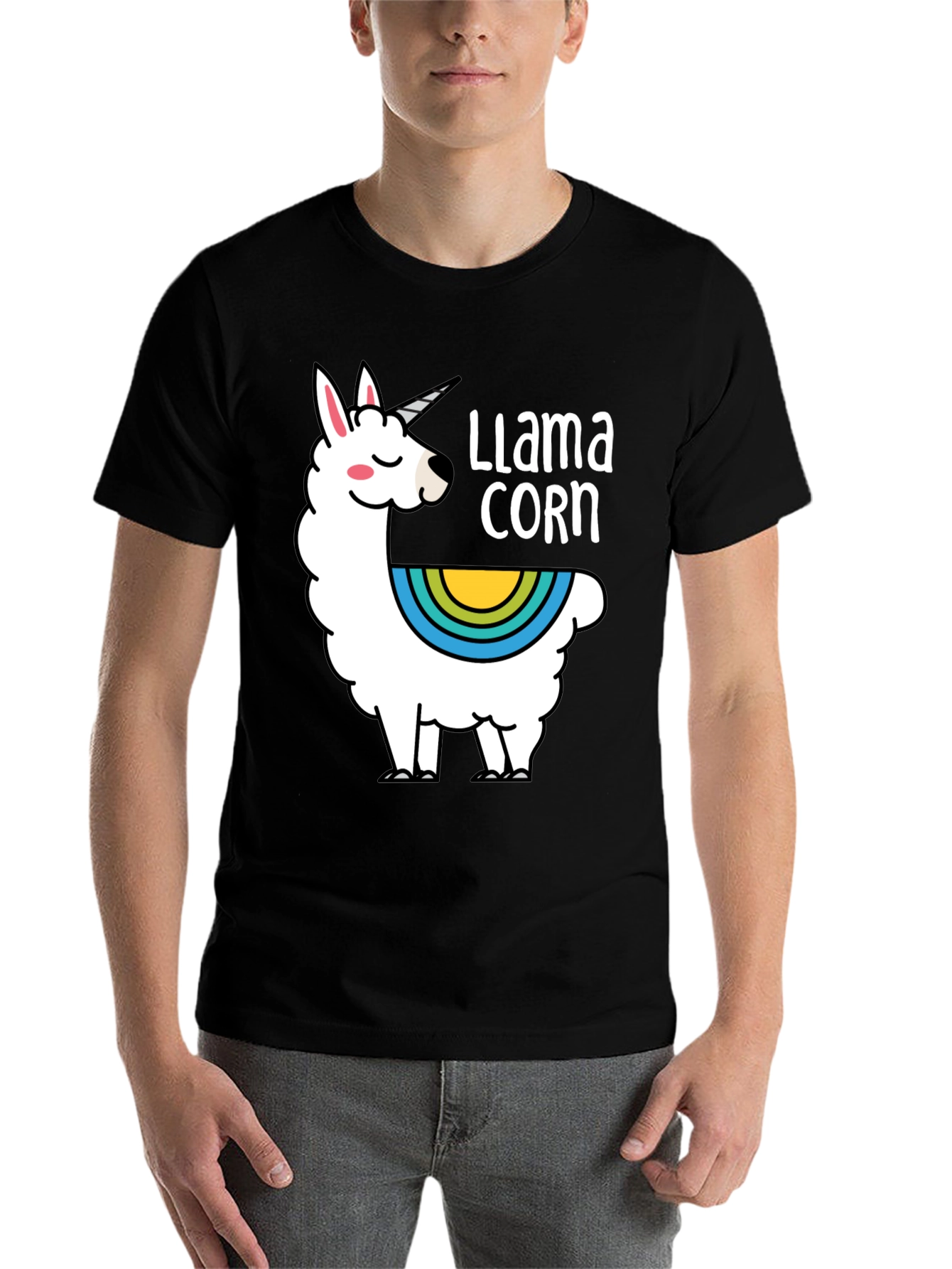 Black Llama Corn Black T-Shirt view 7