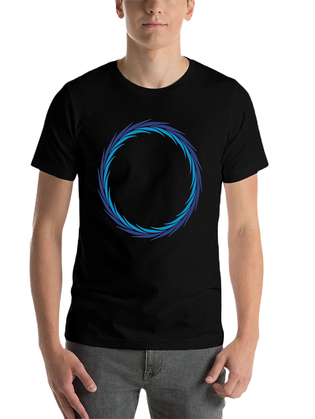 Black Abstract Circle Graphic Tee - Black Casual Shirt view 7