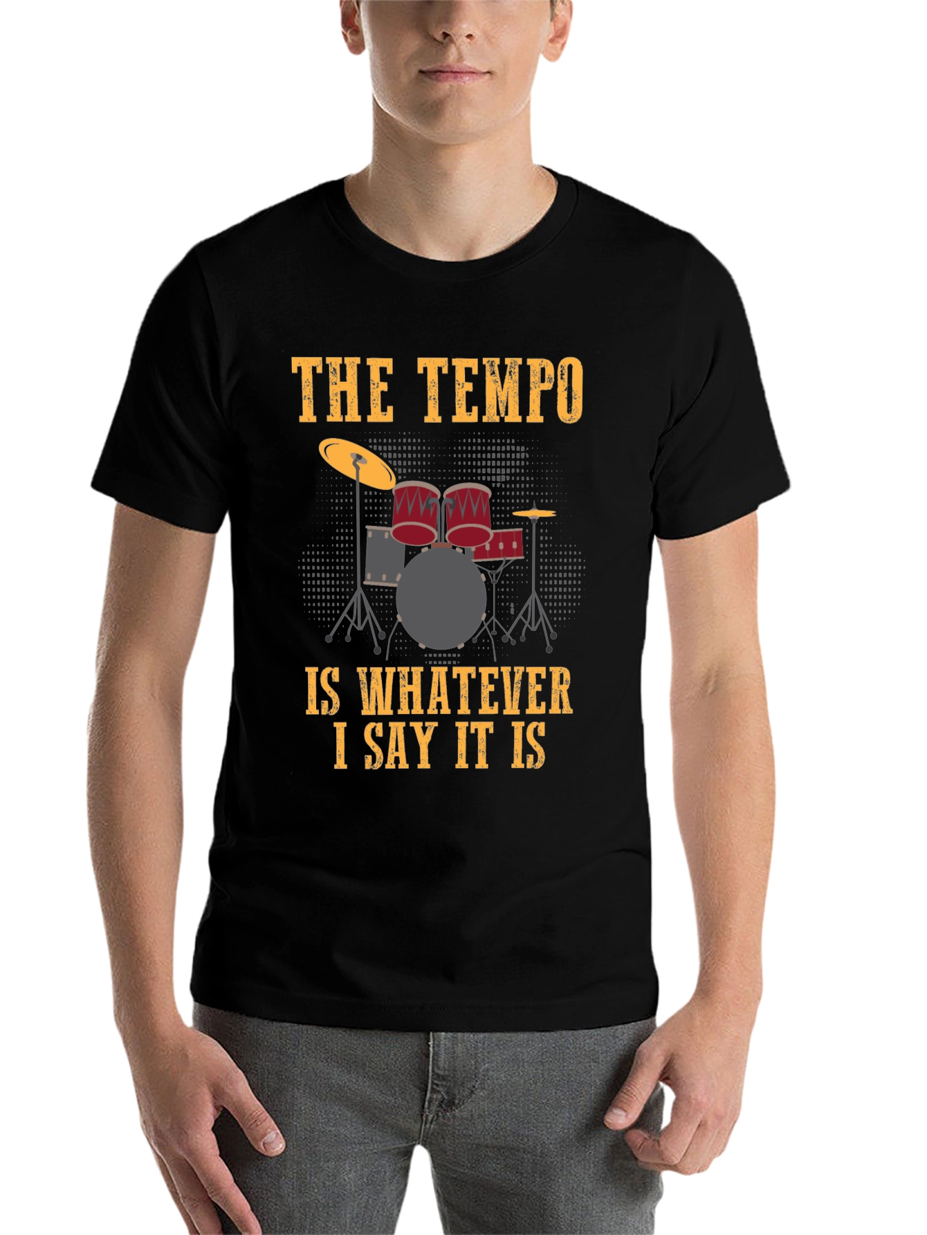 Black Drummer's Tempo T-Shirt - Funny Music Tee view 7