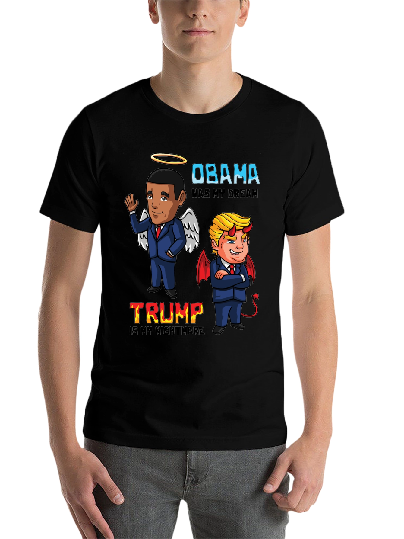 Black Obama Dream Trump Nightmare Political Graphic Tee view 7