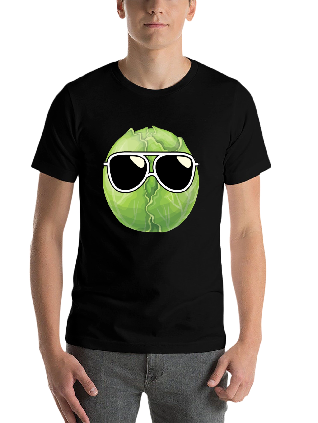Black Cool Cabbage T-Shirt - Sunglasses Design view 7