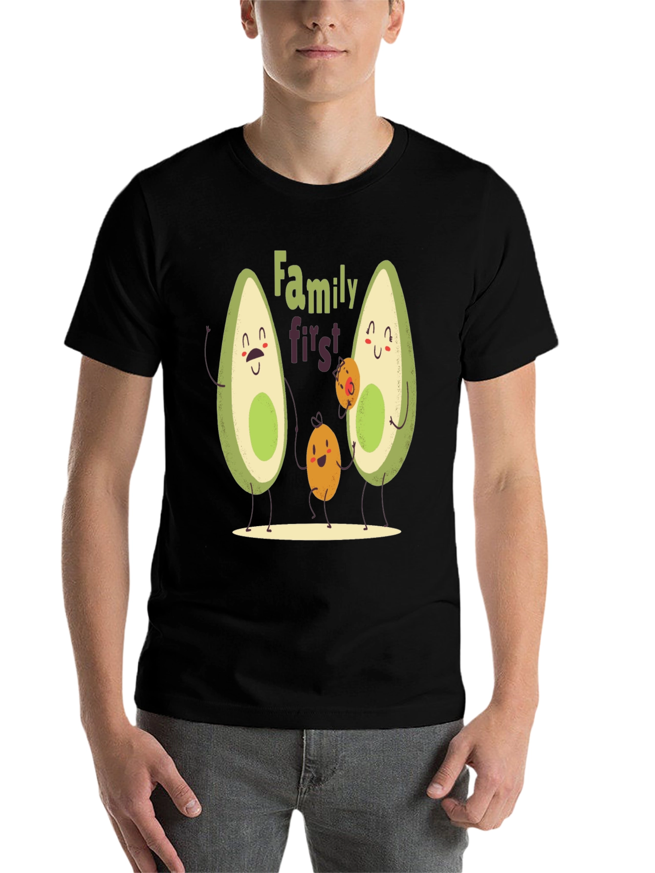 Black Avocado Family First T-Shirt - Cute Graphic Tee view 7