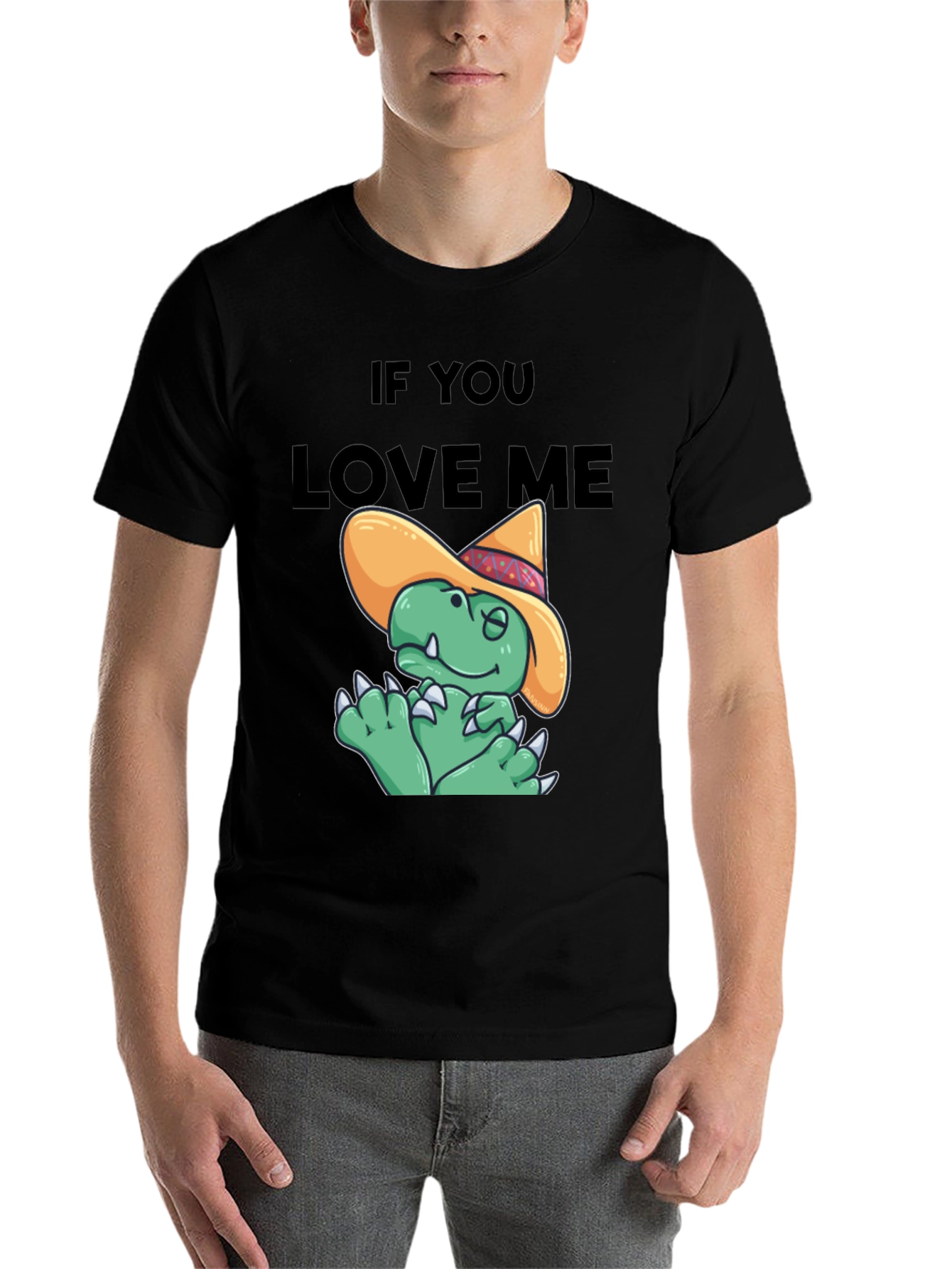 Black If You Love Me Funny Dinosaur T-Shirt view 7