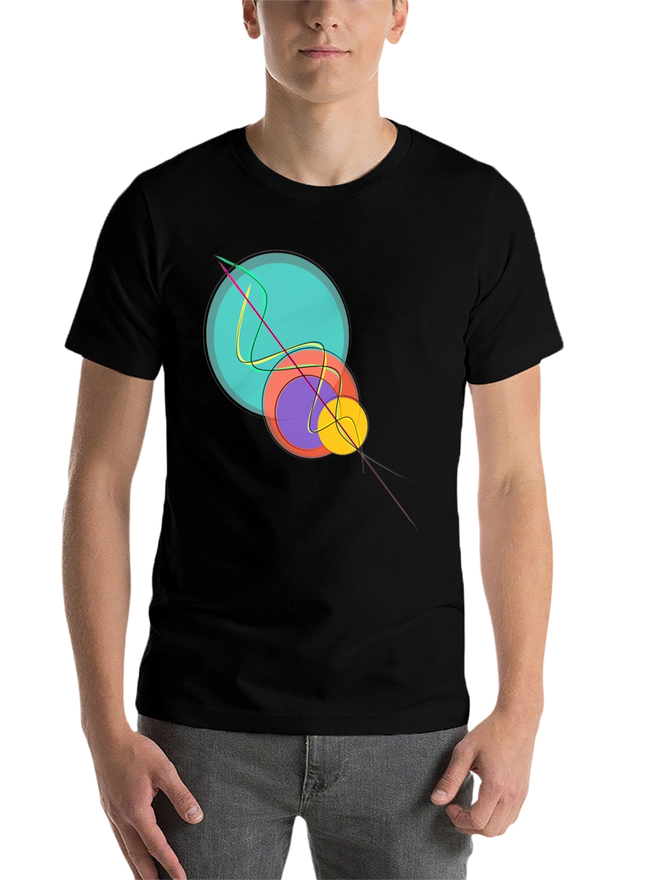 Black Abstract Graphic Print Black T-Shirt view 7