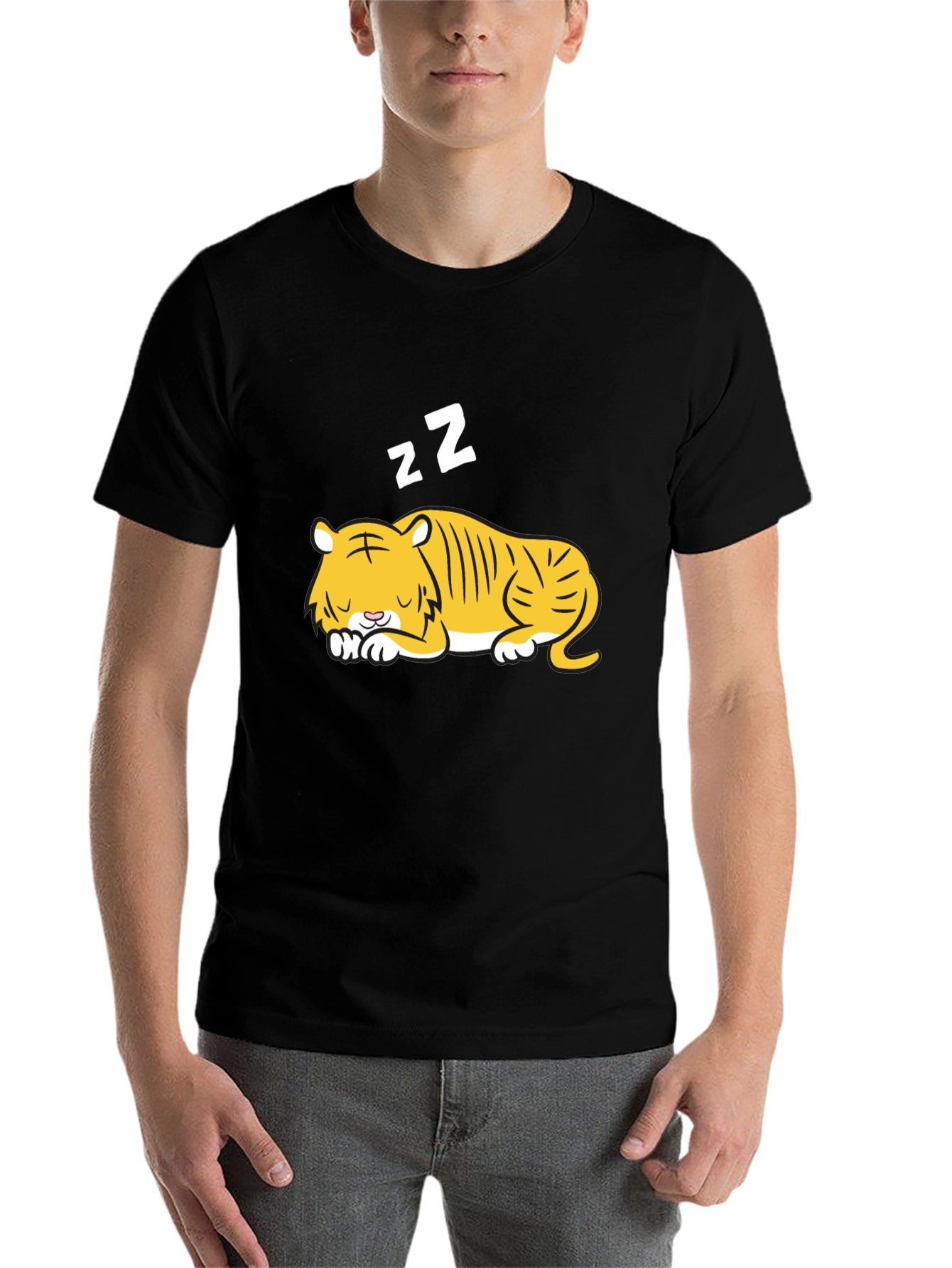 Black Sleeping Tiger Graphic Tee - Black view 7