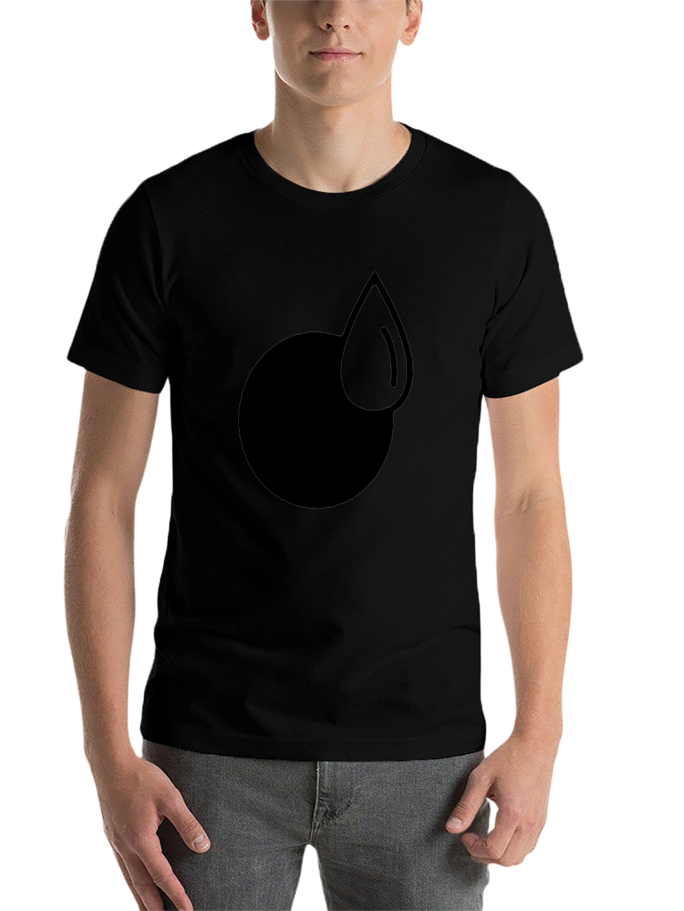 Black Modern Graphic Tee - Circle and Drop Design view 7