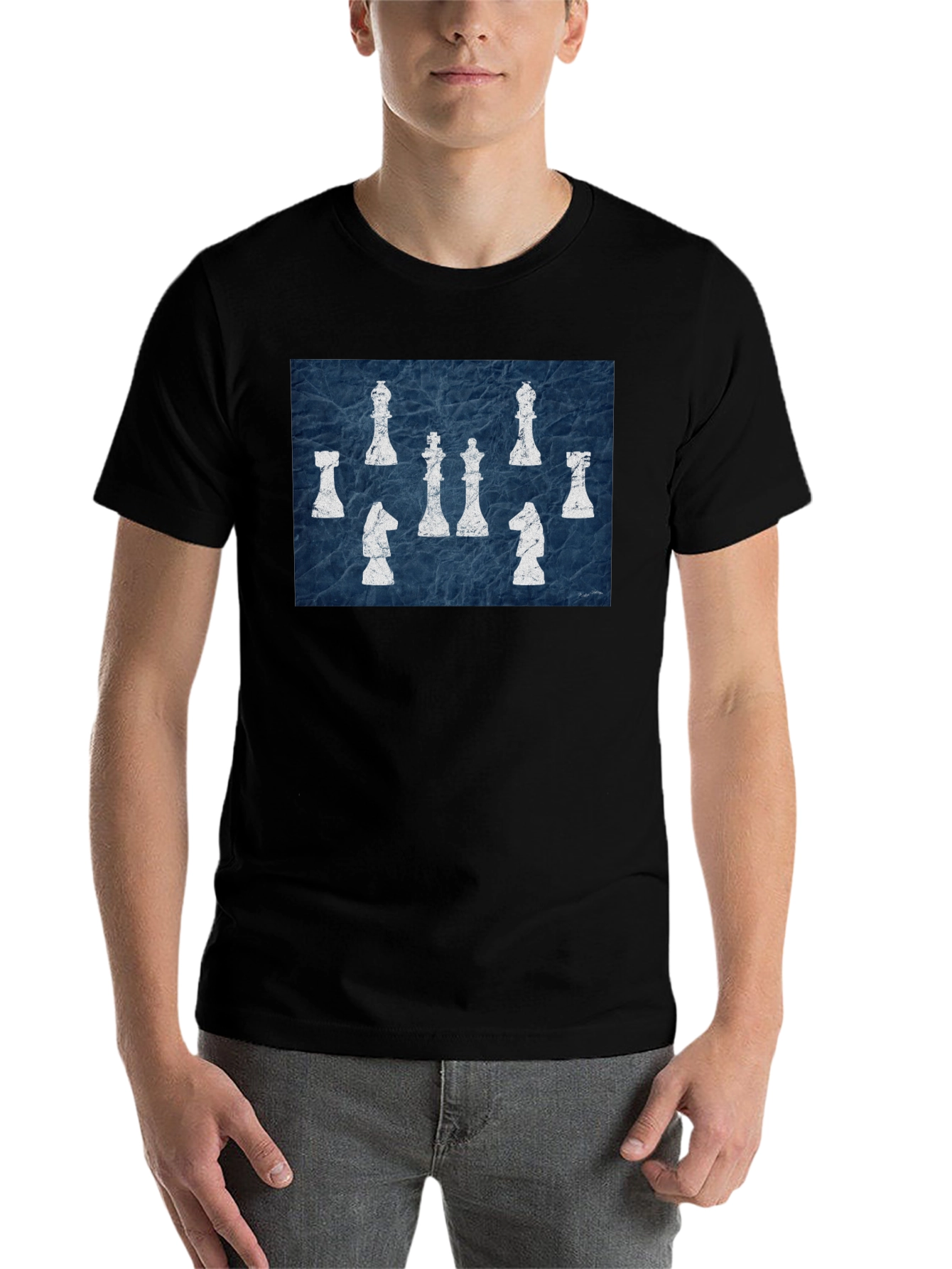 Black Chess Piece Graphic Tee - Black Cotton Casual Shirt view 7