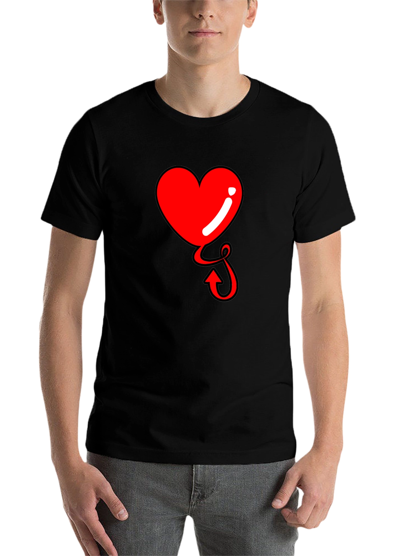 Black Heart Devil Tail Tee - Men's Black T-Shirt view 7